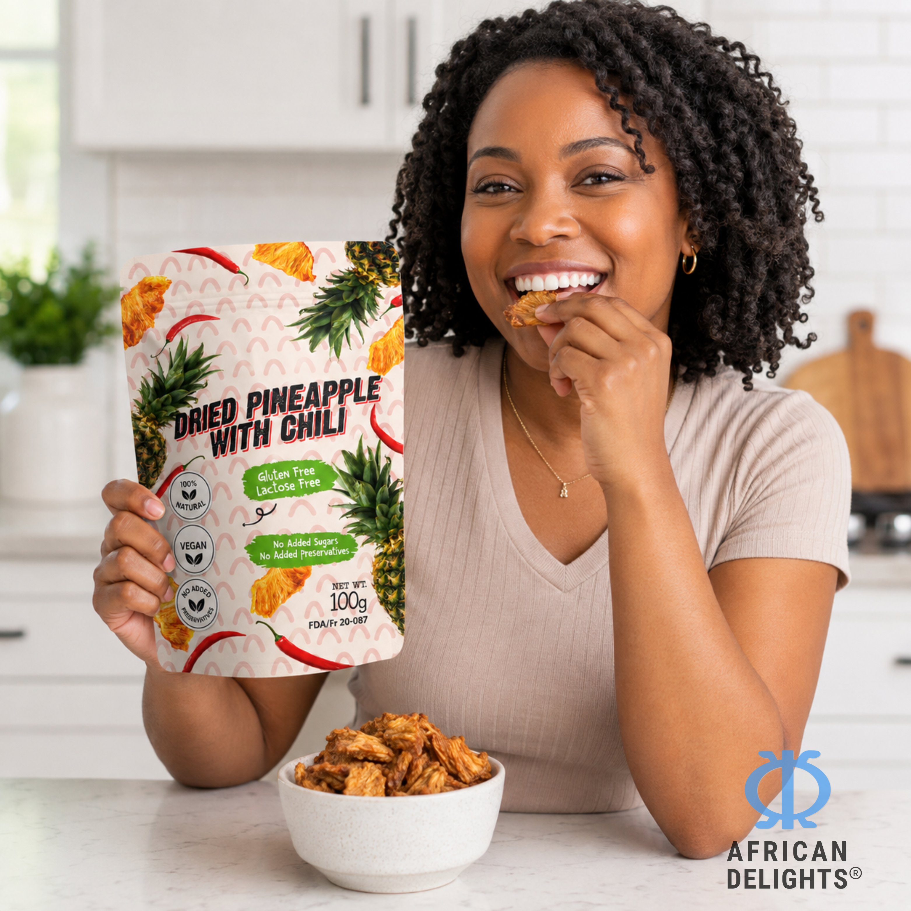 African Delights Dried Pineapple with Chili lifestyle photo # Flavor_Dried Pineapple with Chili