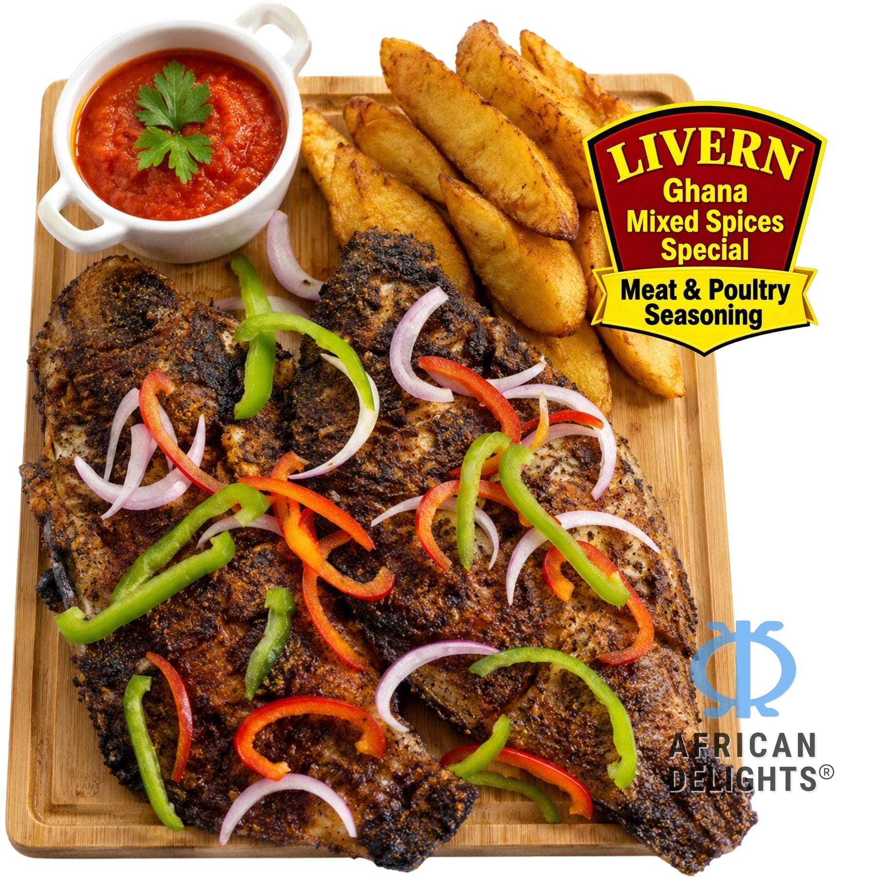Egye Aware Ghanaian Mixed Spices 75g lifestyle cooking scene # Title_75g Small Jar
