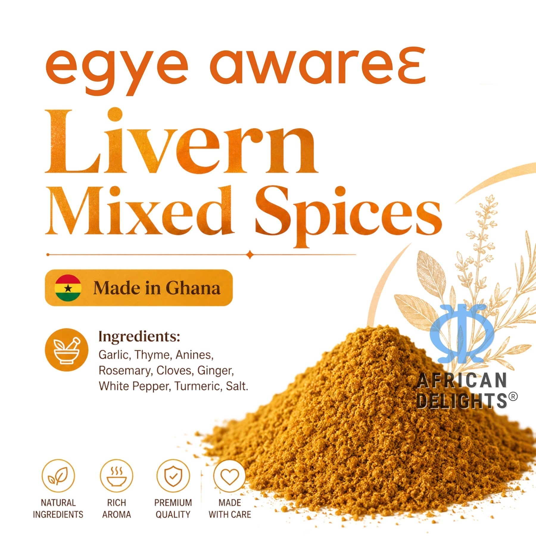 Egye Aware Ghanaian Mixed Spices 75g lifestyle table scene # Title_75g Small Jar