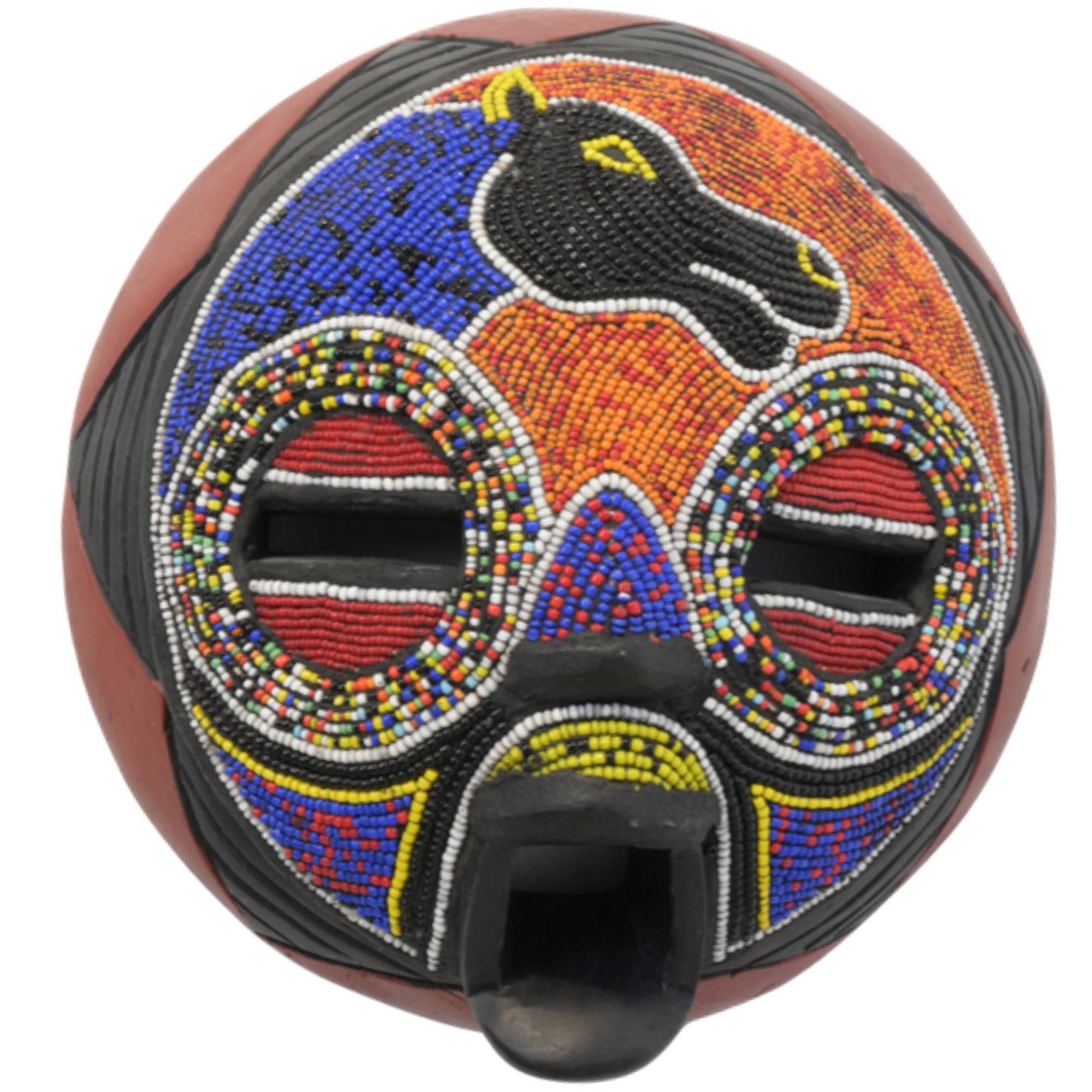 Elephant Royal Mask – 9.75in handcrafted African wall art mask by Ghanaian Artisans, Ghana. Authentic tribal decor for home and living room.