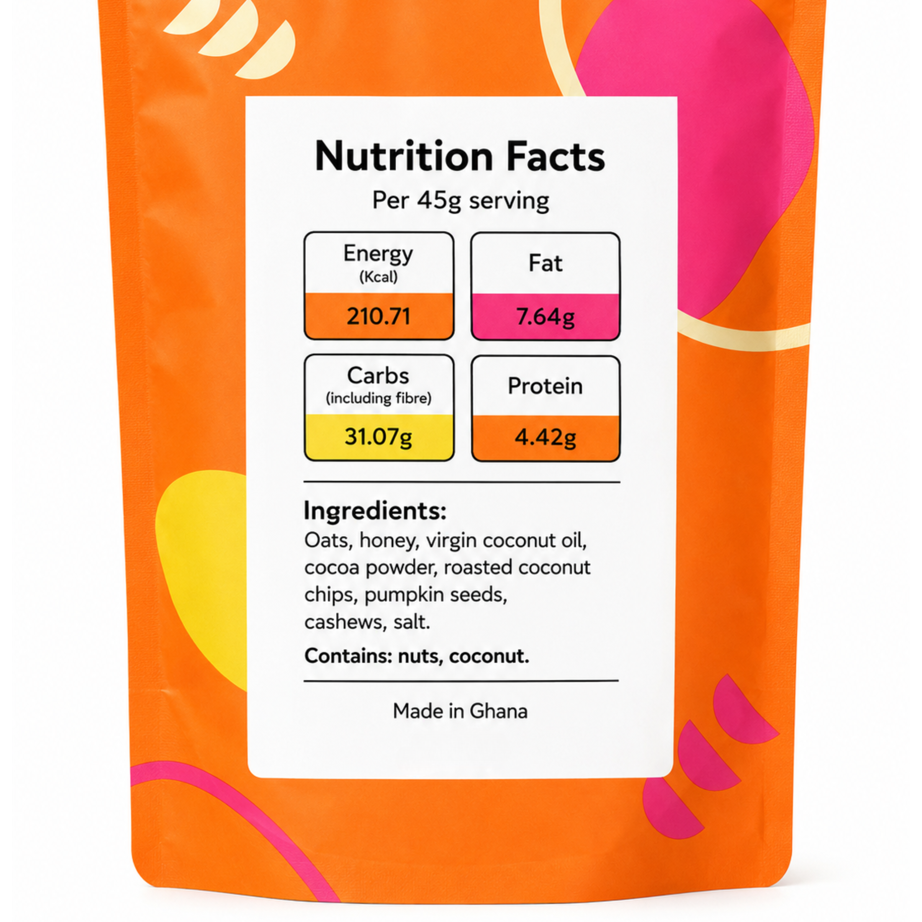 African Delights Ghanola ingredients and nutrition facts # Flavor_Ghanola