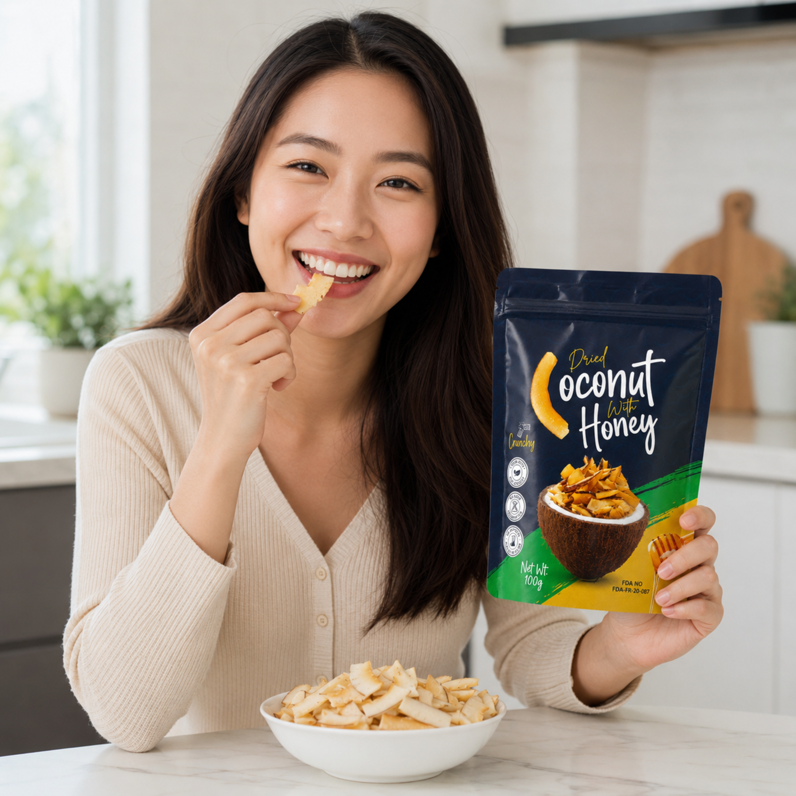 African Delights Honey Coconut Chips lifestyle photo # Flavor_Honey Coconut Chips