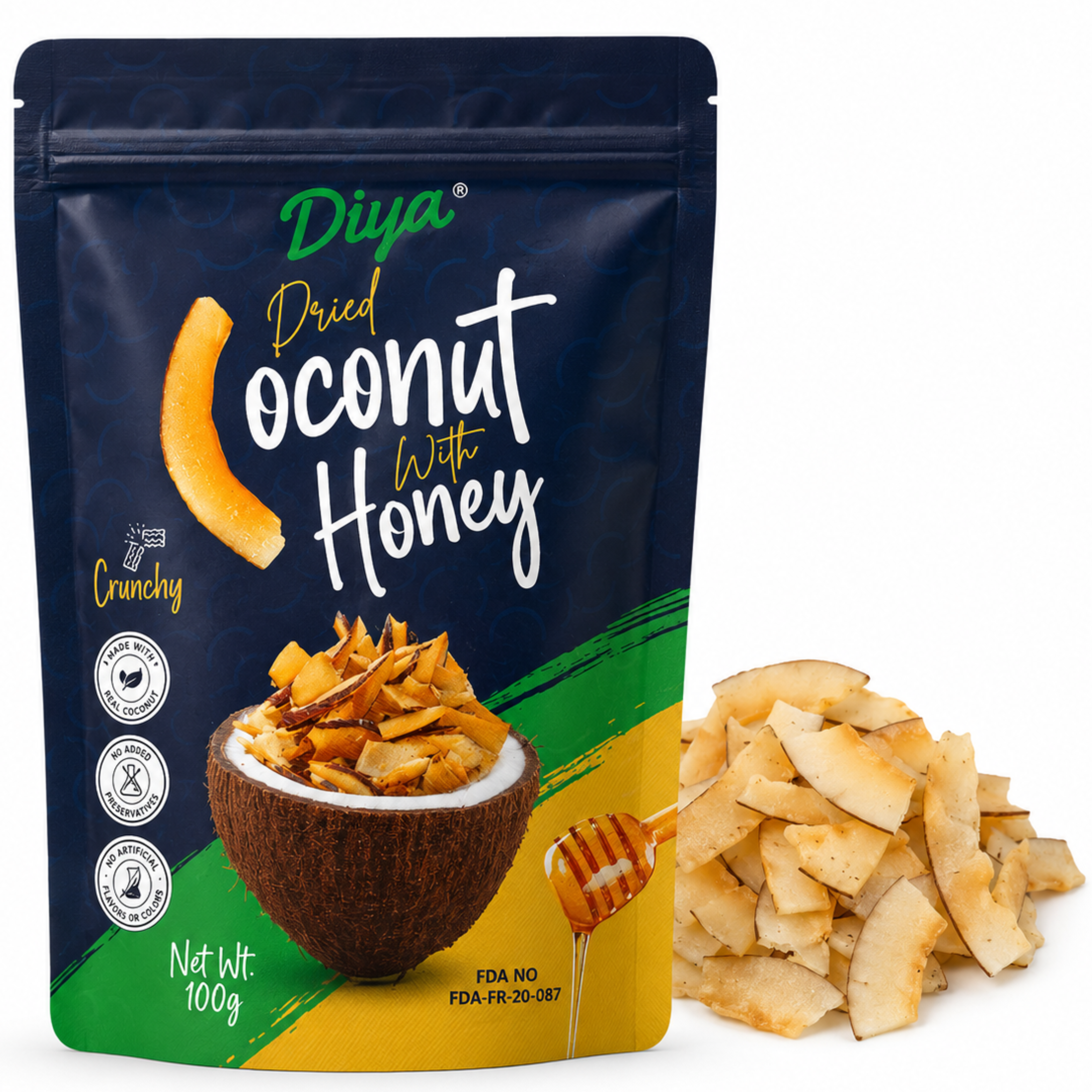 African Delights Honey Coconut Chips, Pack of 3 100g bags # Flavor_Honey Coconut Chips