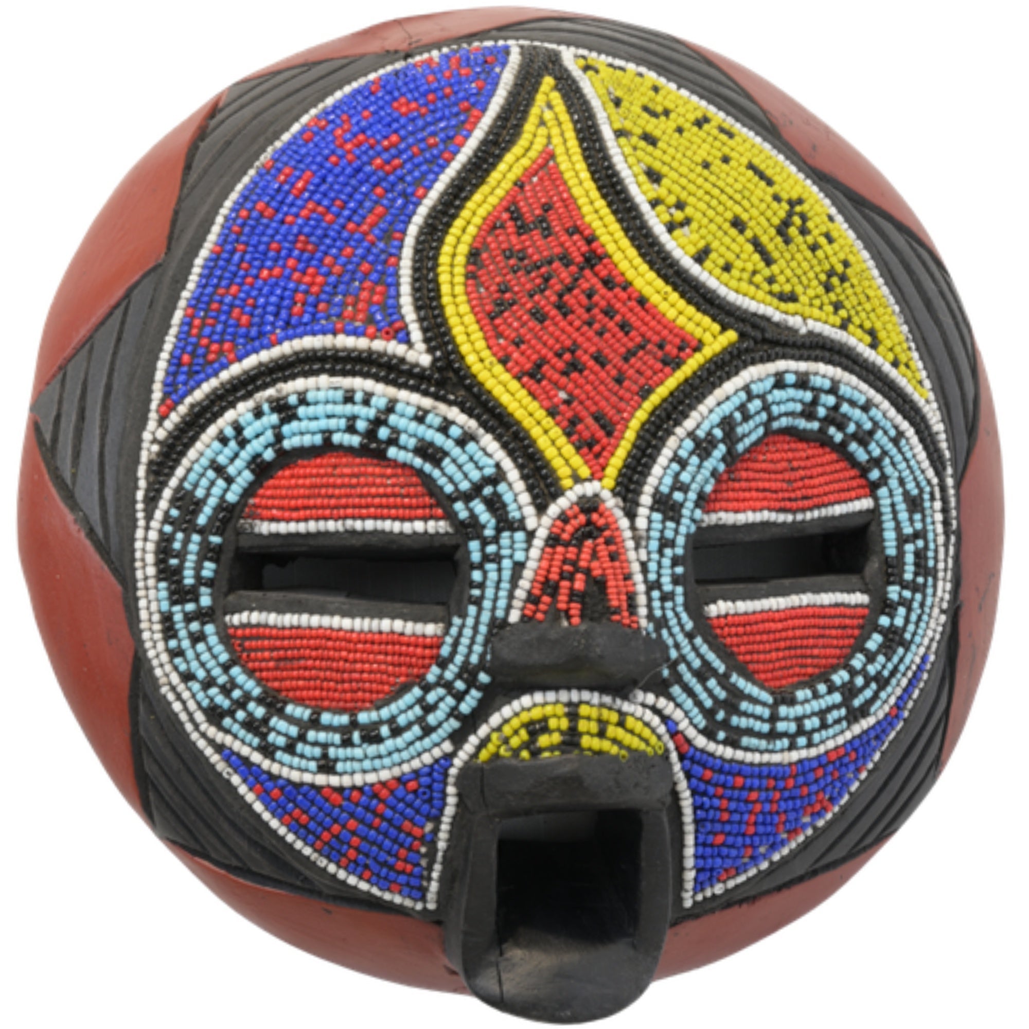 Kuba Royal Mask – 9.75in handcrafted African wall art mask by Ghanaian Artisans, Ghana. Authentic tribal decor for home and living room.