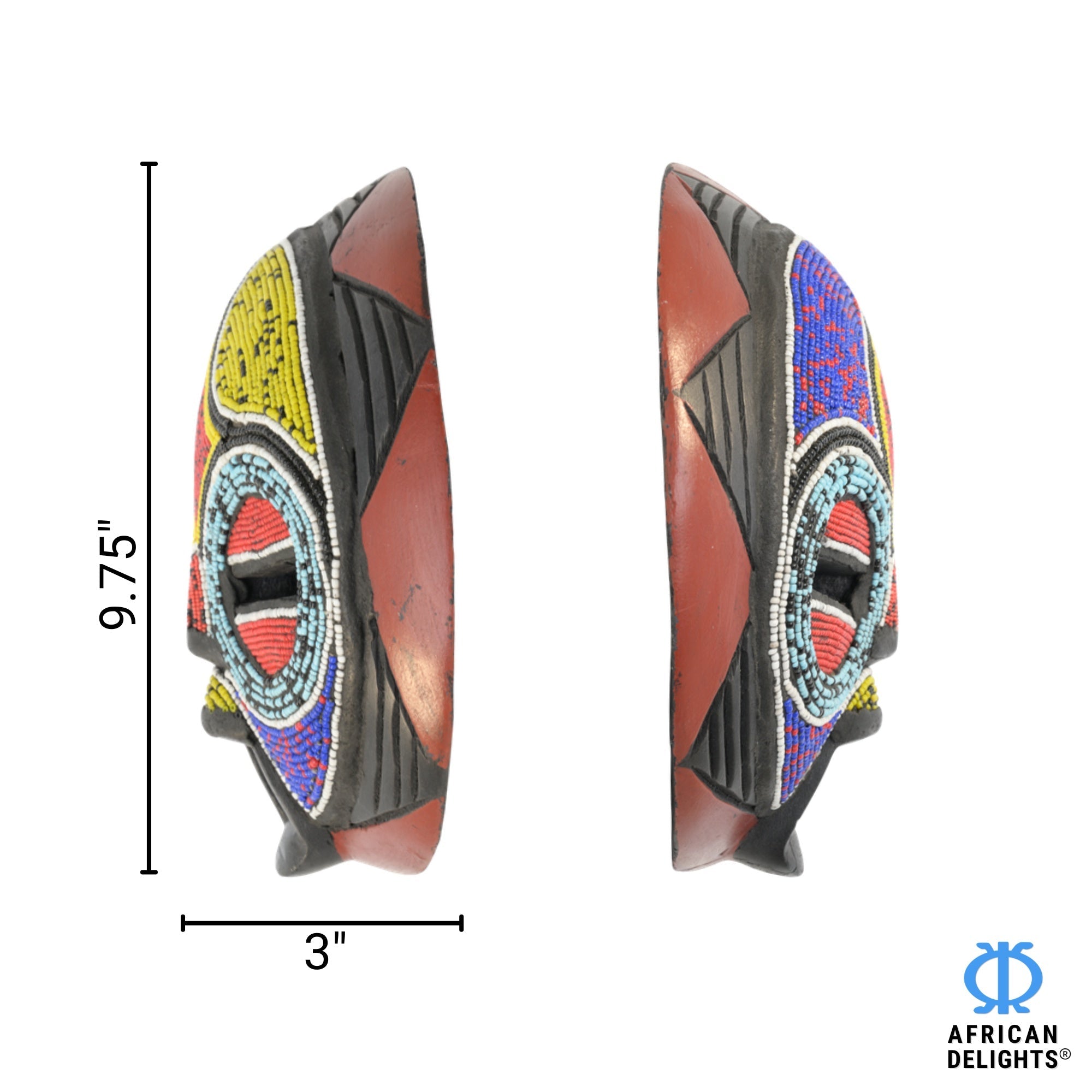 Kuba Royal Mask – African wall art mask detail view, handcrafted by Ghanaian Artisans, Ghana. African Delights.