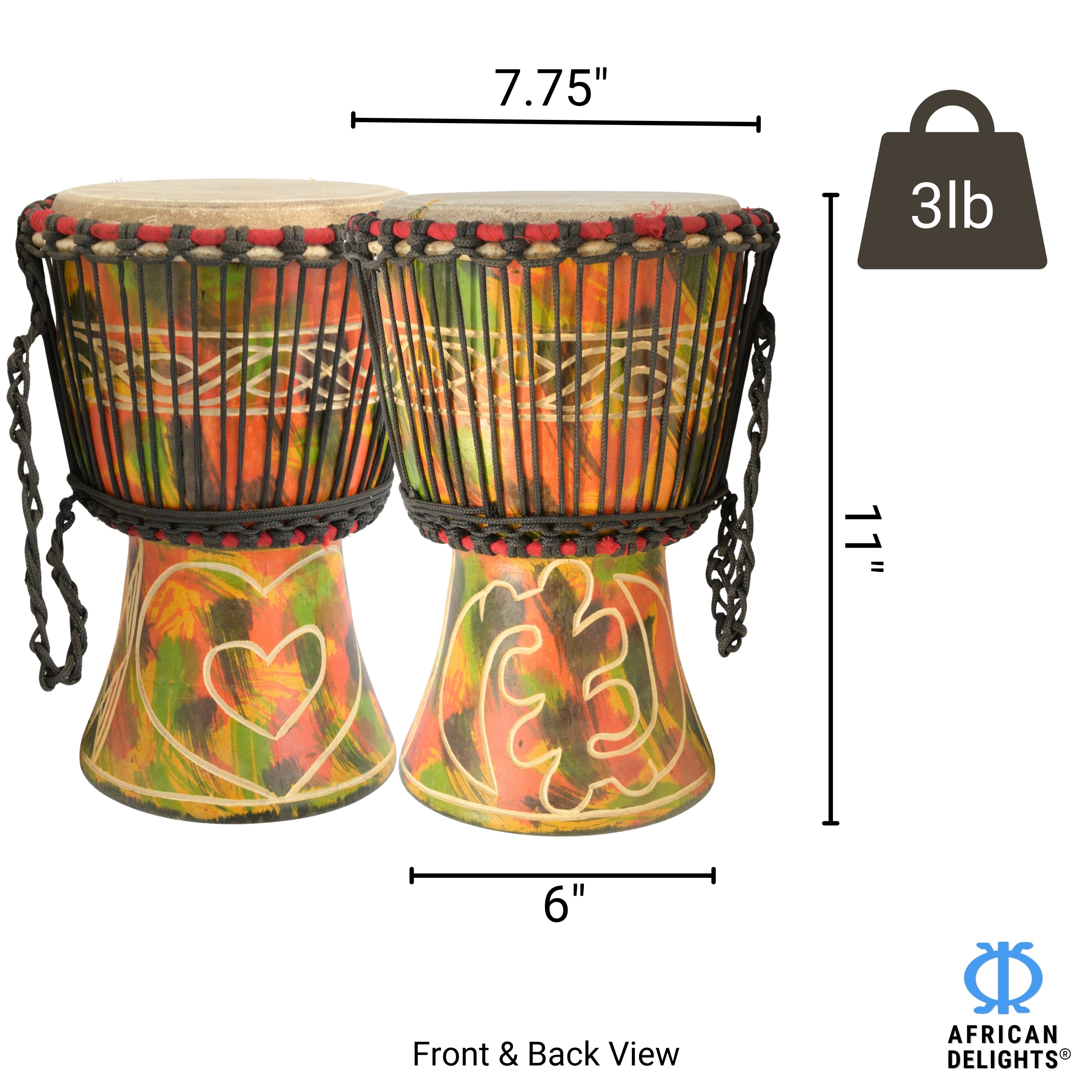 Medium Djembe Drum - Authentic Hand-Carved Ghana Drum