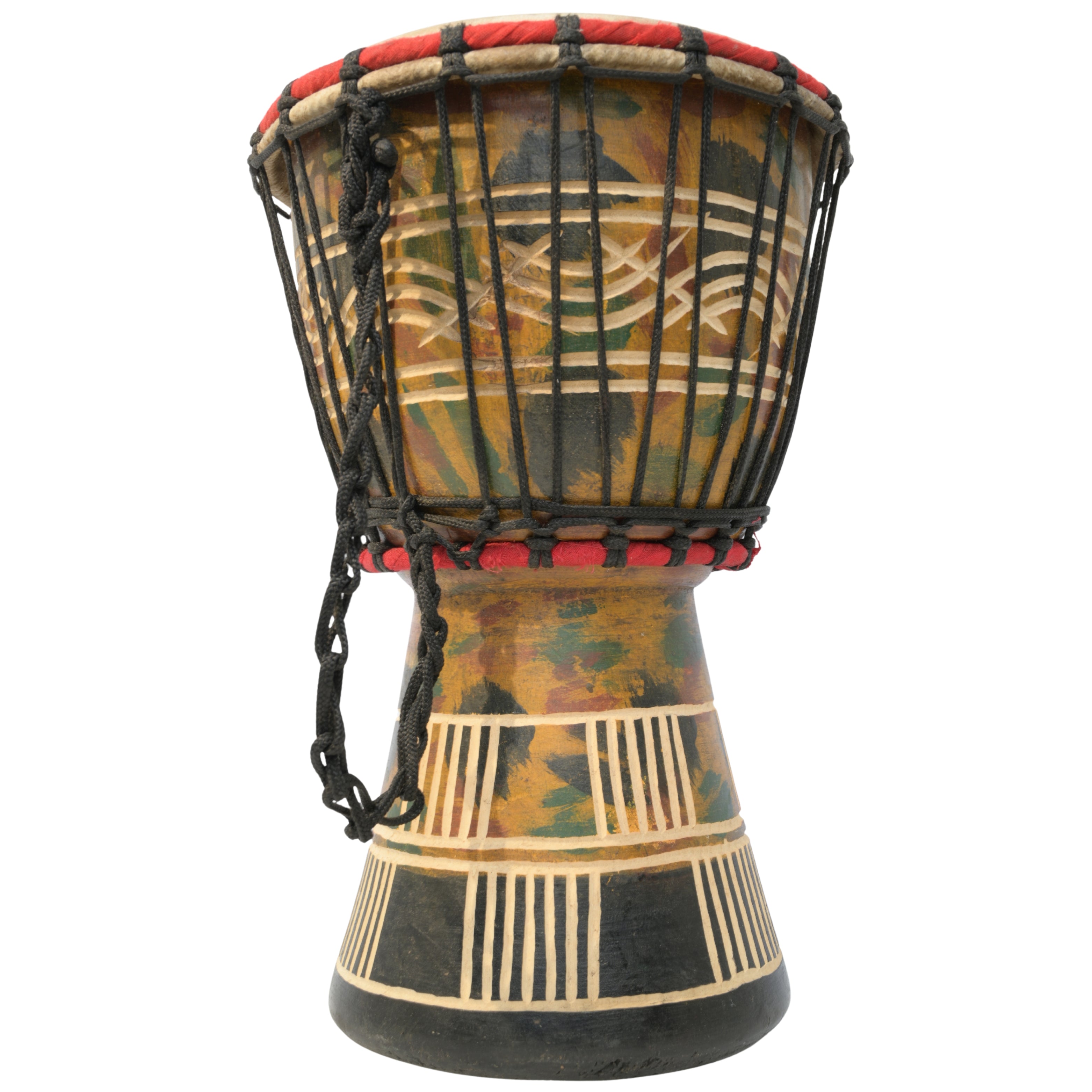 African Delights Authentic Djembe Drum – Hand-Carved in Ghana, Natural Goat Skin – Multicolor with square etching – 7-Inch Medium-Small African Hand Drum for Older Kids, Teens & Beginners, Ready to Play #Color_Multicolor with square etching