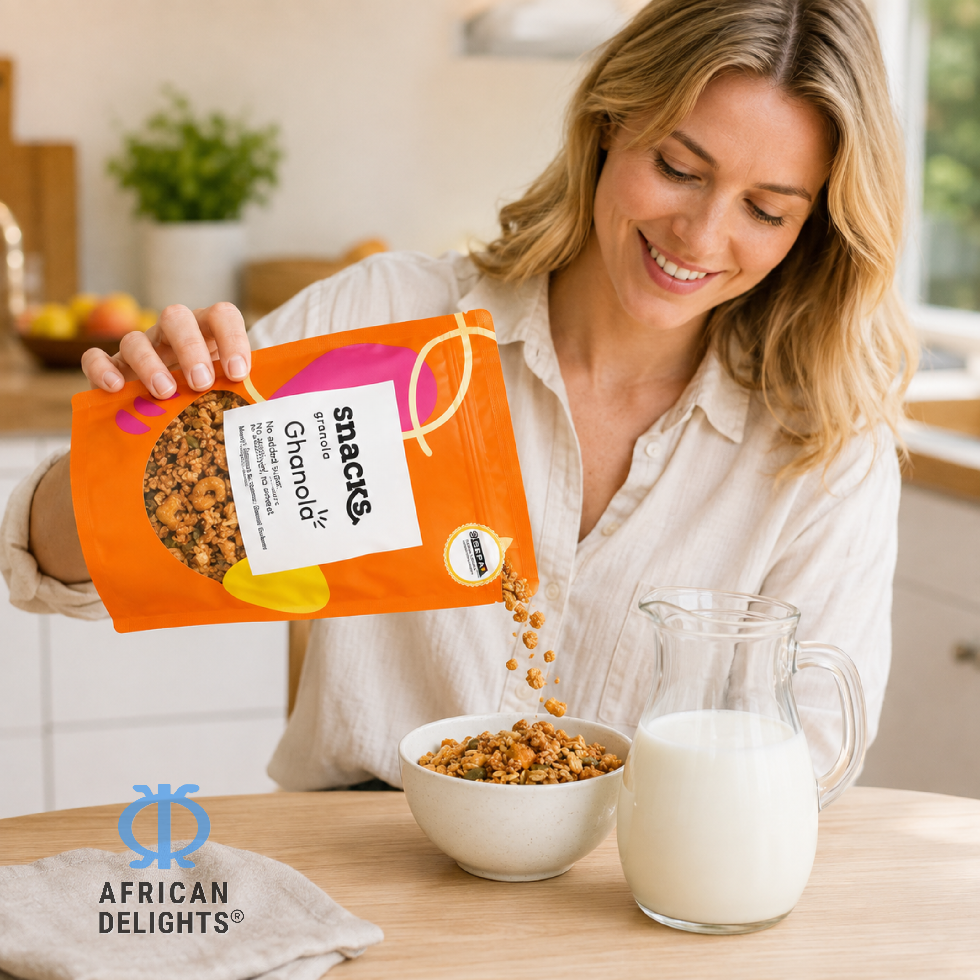 African Delights Ghanola 200g (Pack of 2) lifestyle photo # Flavor_Ghanola # Size_200g (Pack of 2)
