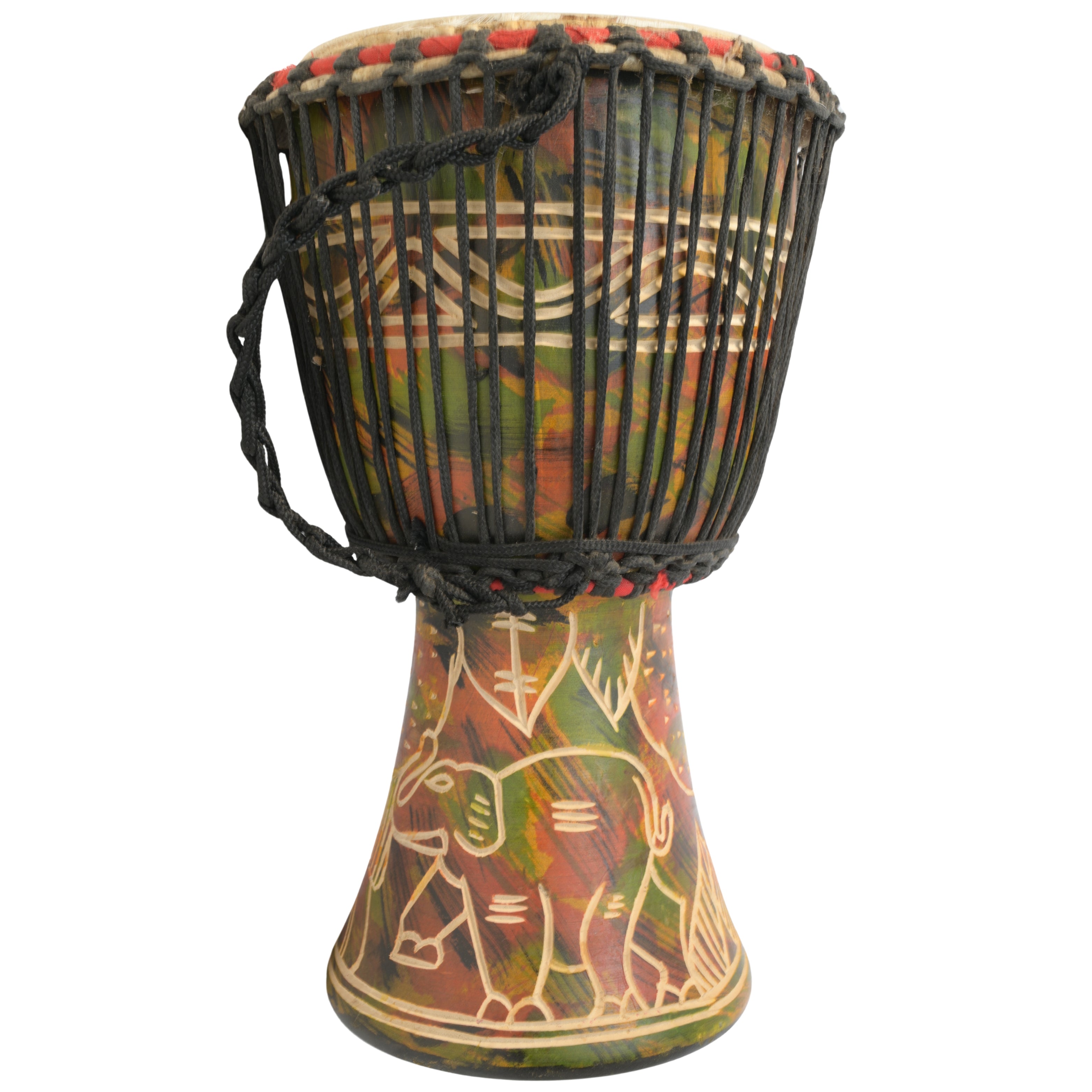 Multicolor with Elephant medium-large Ghana djembe, hand-carved, natural goat-skin head # color_Multicolor with Elephant