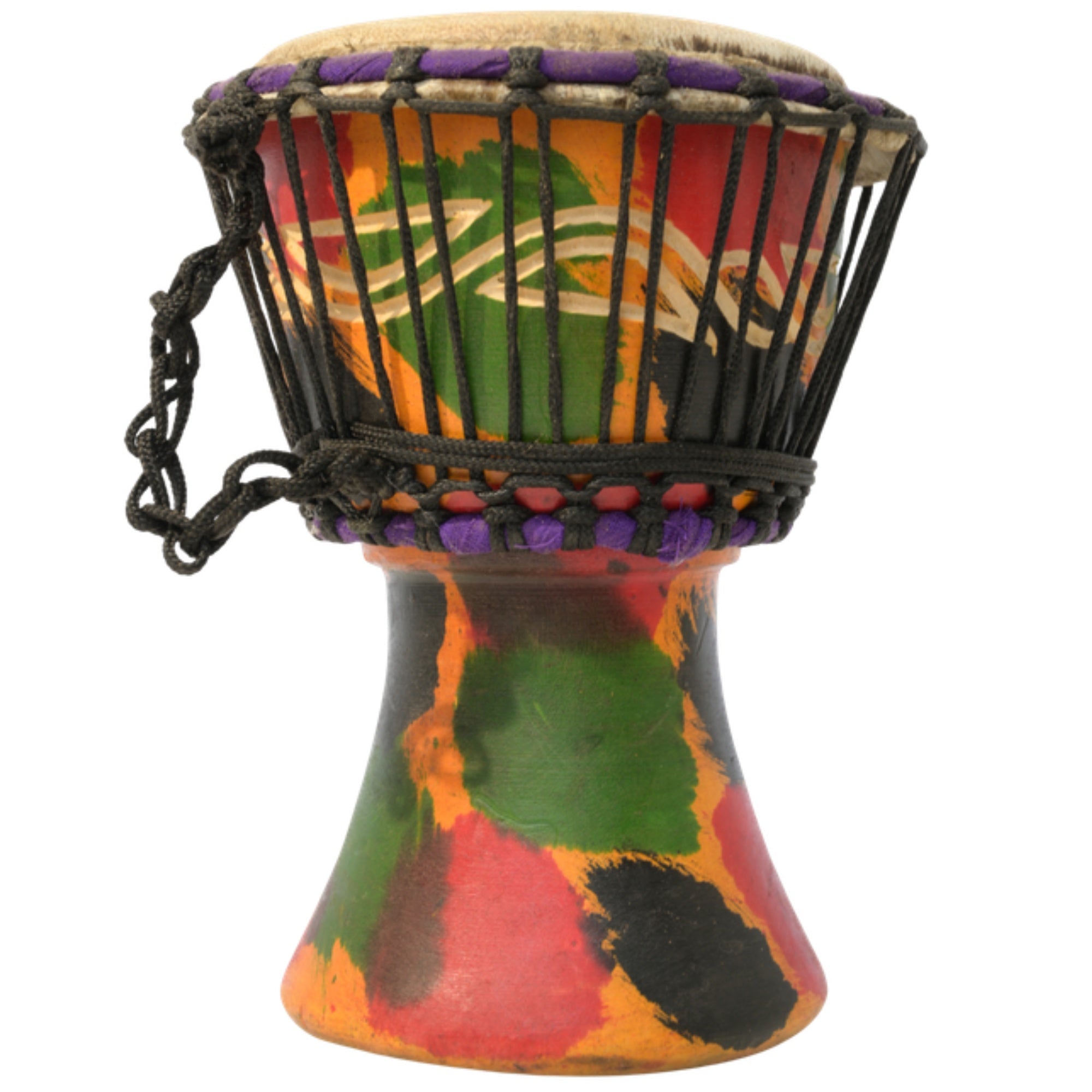 African Delights Authentic Djembe Drum – Hand-Carved in Ghana, Natural Goat Skin – Multicolor with Etching 1 – 5-Inch Mini African Hand Drum for Kids, Beginners & Travel, Ready to Play
