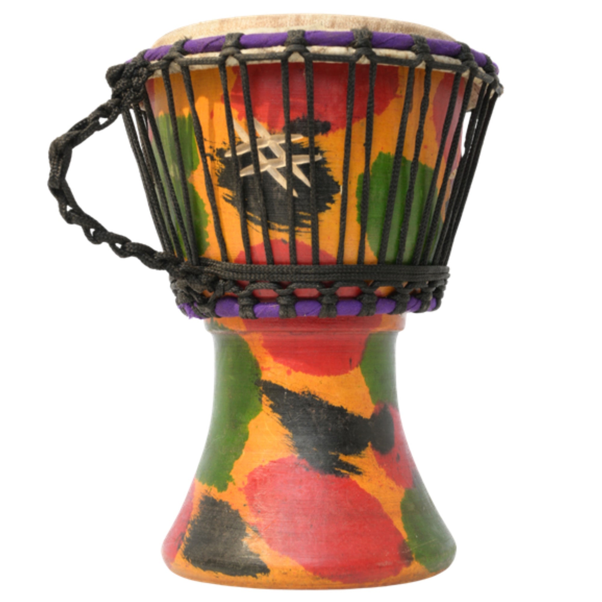 African Delights Authentic Djembe Drum – Hand-Carved in Ghana, Natural Goat Skin – Multicolor with Scoring – 5-Inch Mini African Hand Drum for Kids, Beginners & Travel, Ready to Play