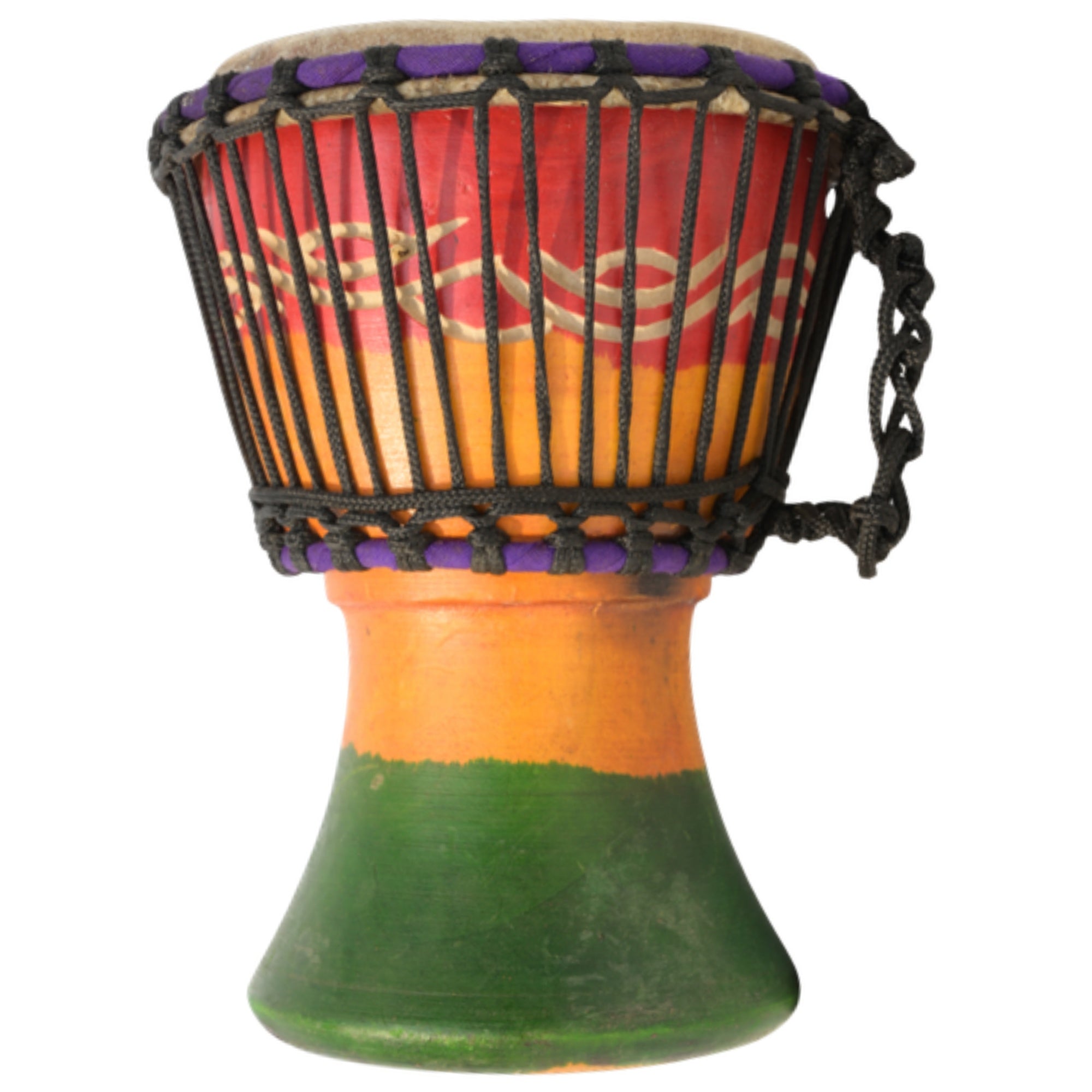 African Delights Authentic Djembe Drum – Hand-Carved in Ghana, Natural Goat Skin – Rasta with Wave Etching 1 – 5-Inch Mini African Hand Drum for Kids, Beginners & Travel, Ready to Play
