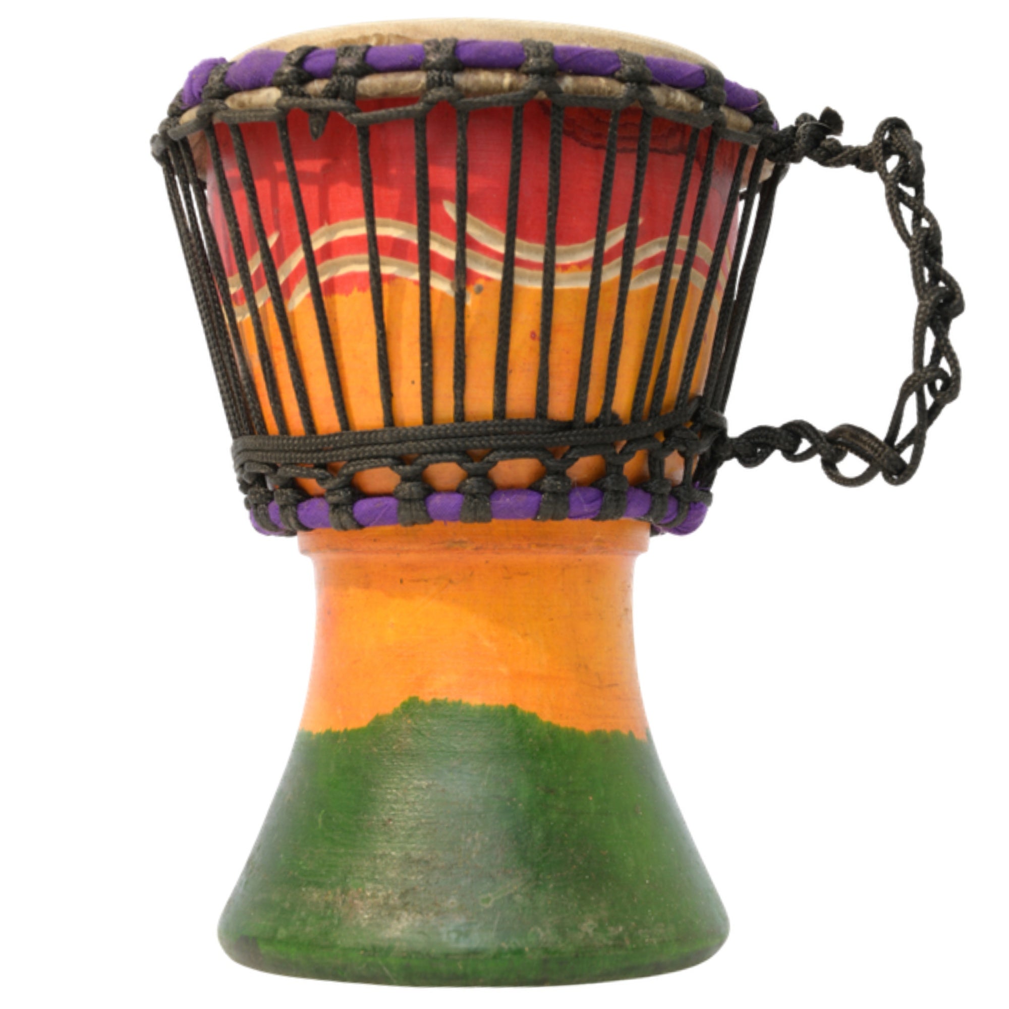 African Delights Authentic Djembe Drum – Hand-Carved in Ghana, Natural Goat Skin – Rasta with Wave Etching 2 – 5-Inch Mini African Hand Drum for Kids, Beginners & Travel, Ready to Play
