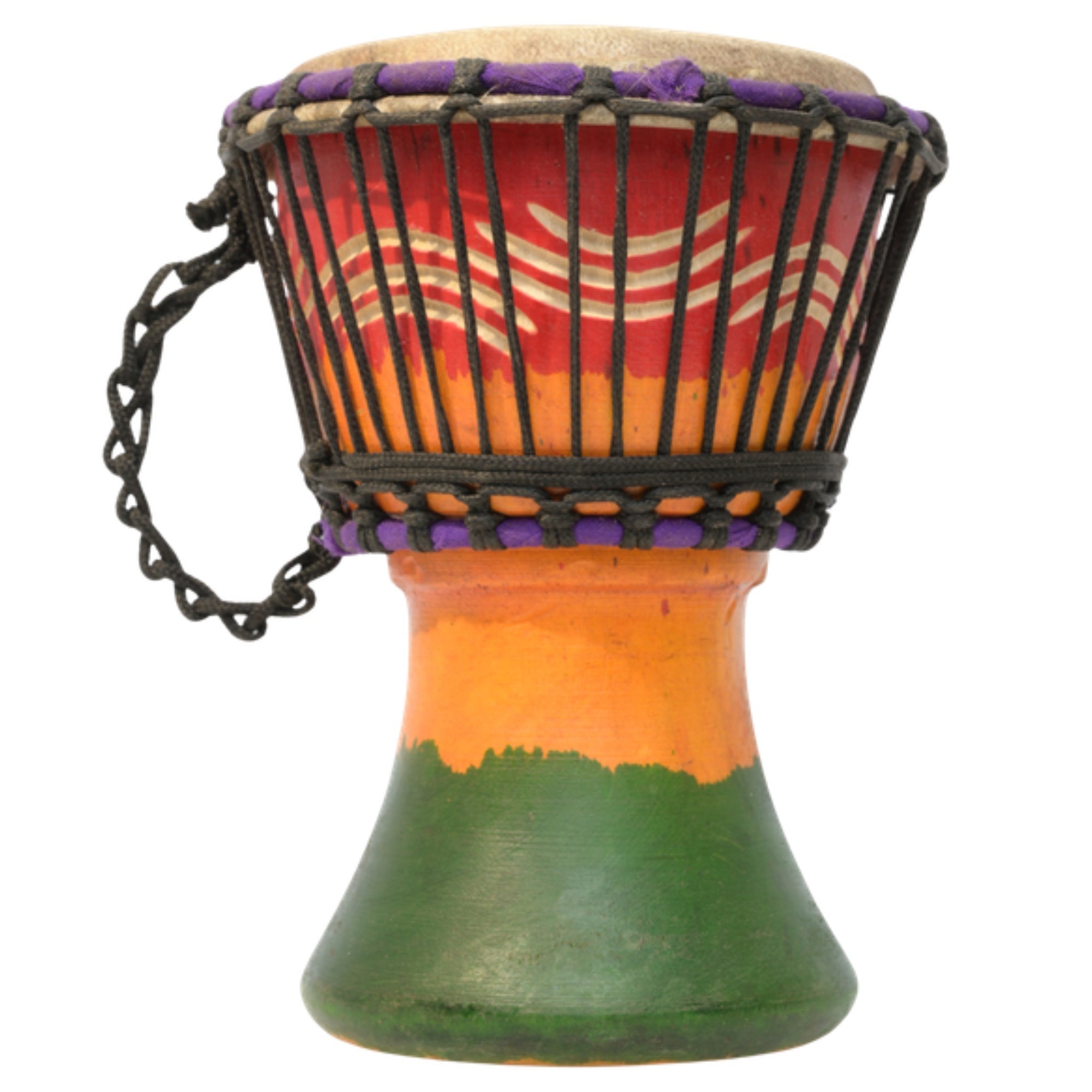 African Delights Authentic Djembe Drum – Hand-Carved in Ghana, Natural Goat Skin – Rasta with Wave Etching 3 – 5-Inch Mini African Hand Drum for Kids, Beginners & Travel, Ready to Play