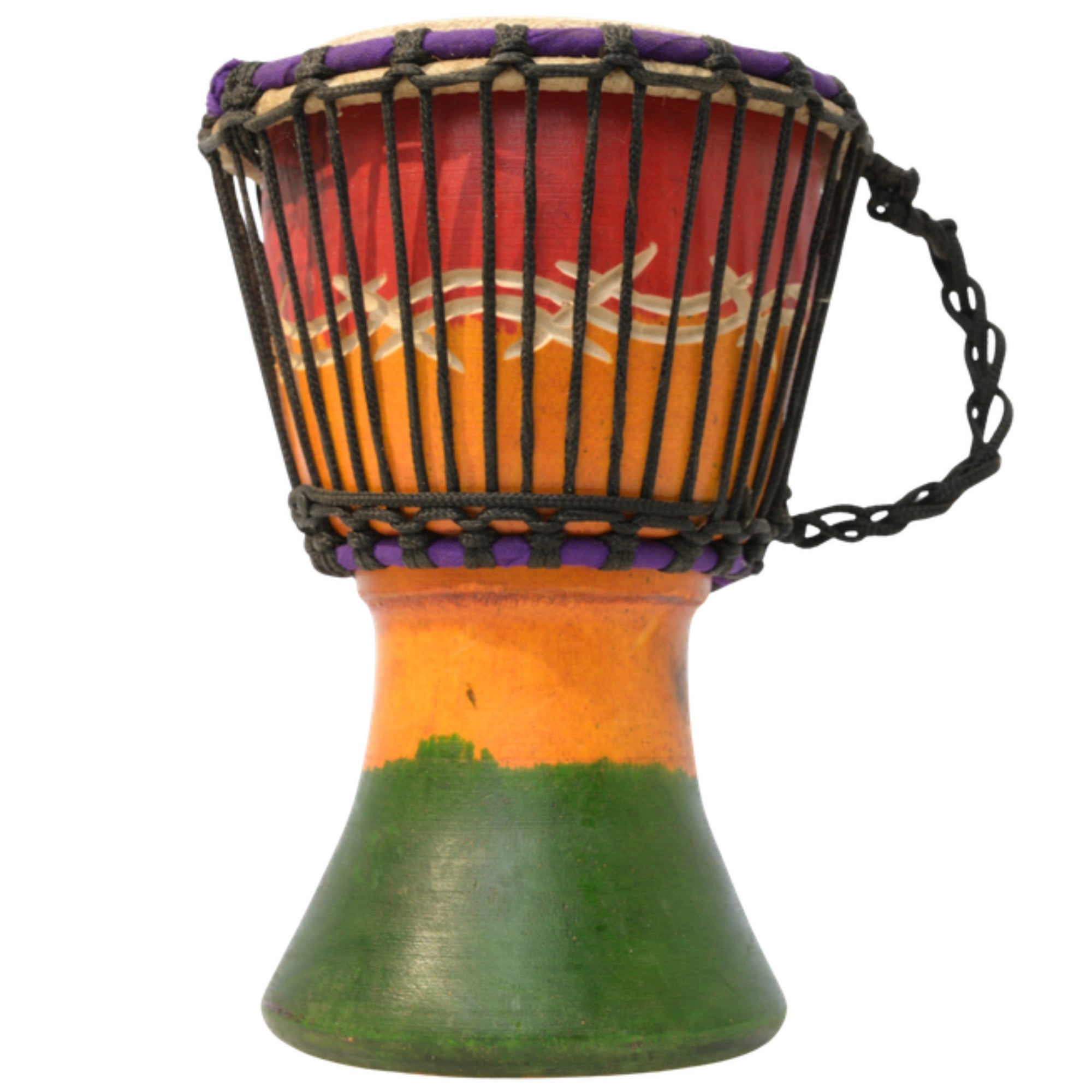 African Delights Authentic Djembe Drum – Hand-Carved in Ghana, Natural Goat Skin – Rasta with Wave Etching 4 – 5-Inch Mini African Hand Drum for Kids, Beginners & Travel, Ready to Play