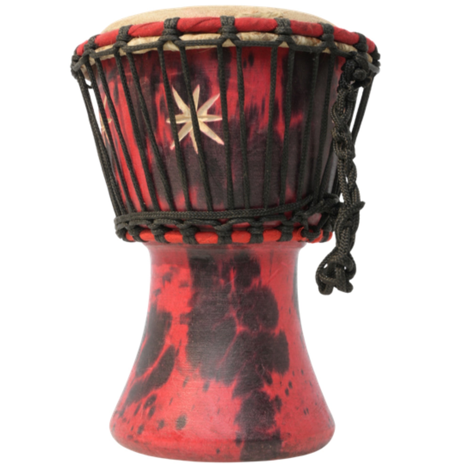 African Delights Authentic Djembe Drum – Hand-Carved in Ghana, Natural Goat Skin – Red with Black Spots 2 – 5-Inch Mini African Hand Drum for Kids, Beginners & Travel, Ready to Play