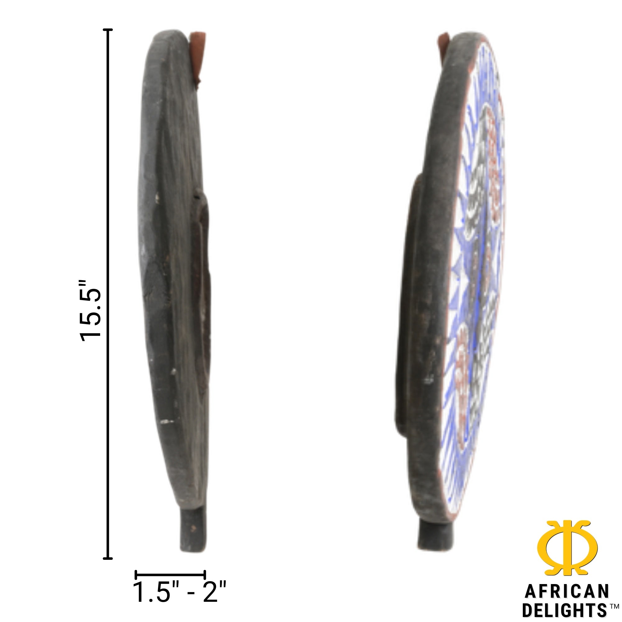 Sun Mask Triangles – African wall art mask detail view, handcrafted by African Artisans, Burkina Faso. African Delights.