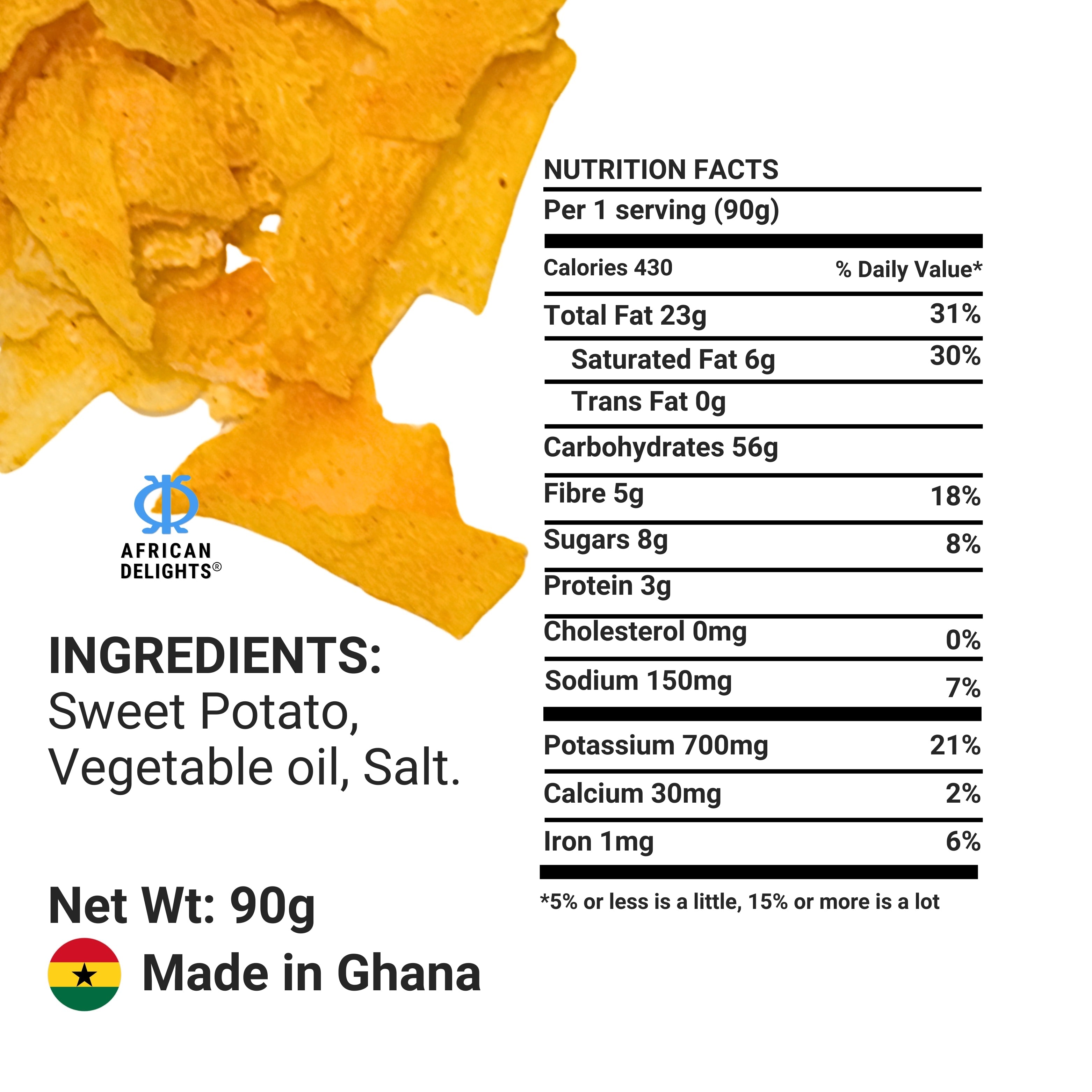African Delights Sweet Potato Hot & Spicy Crisps ingredients and nutrition facts # Flavor_Sweet Potato Hot & Spicy