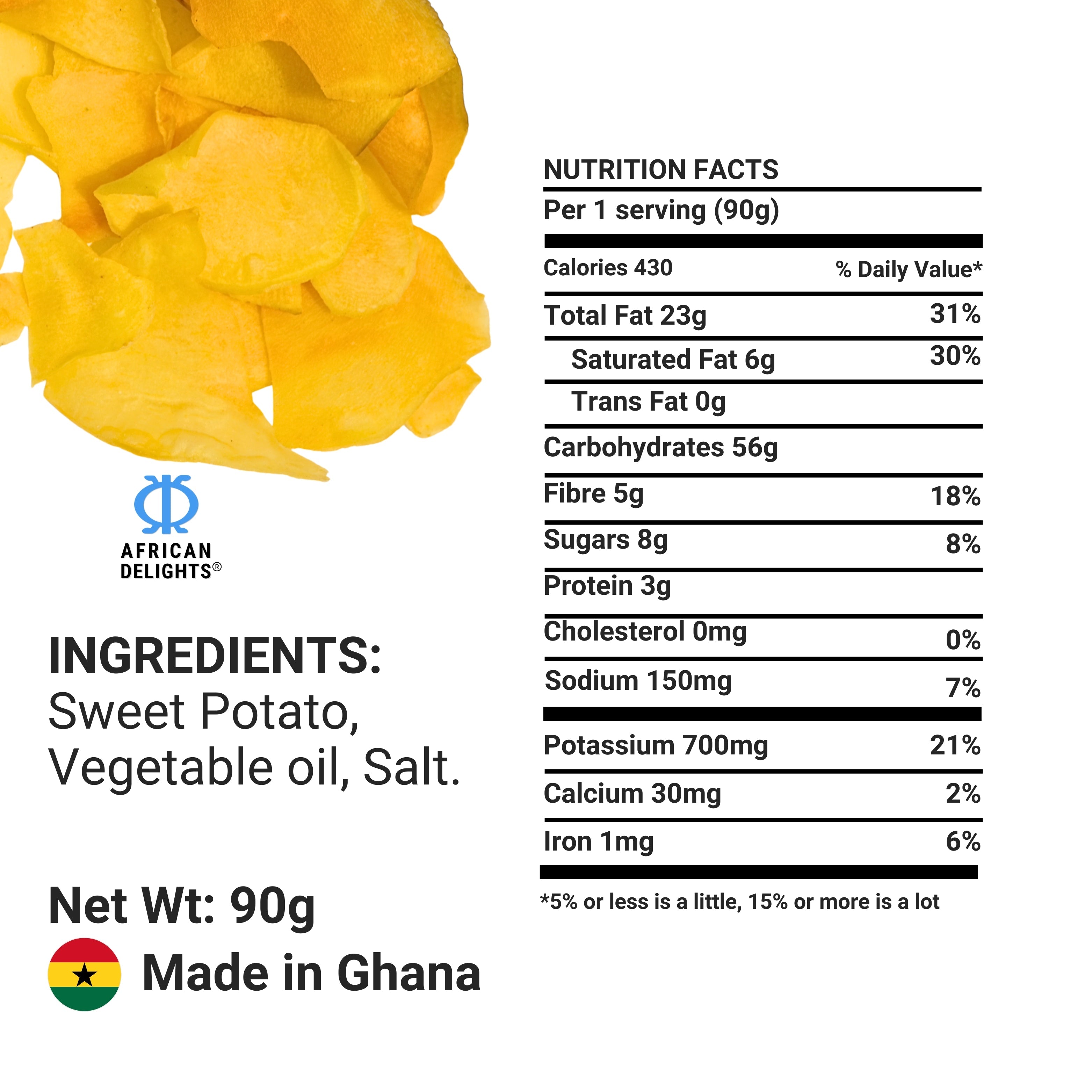 African Delights Sweet Potato Original Crisps ingredients and nutrition facts # Flavor_Sweet Potato Original