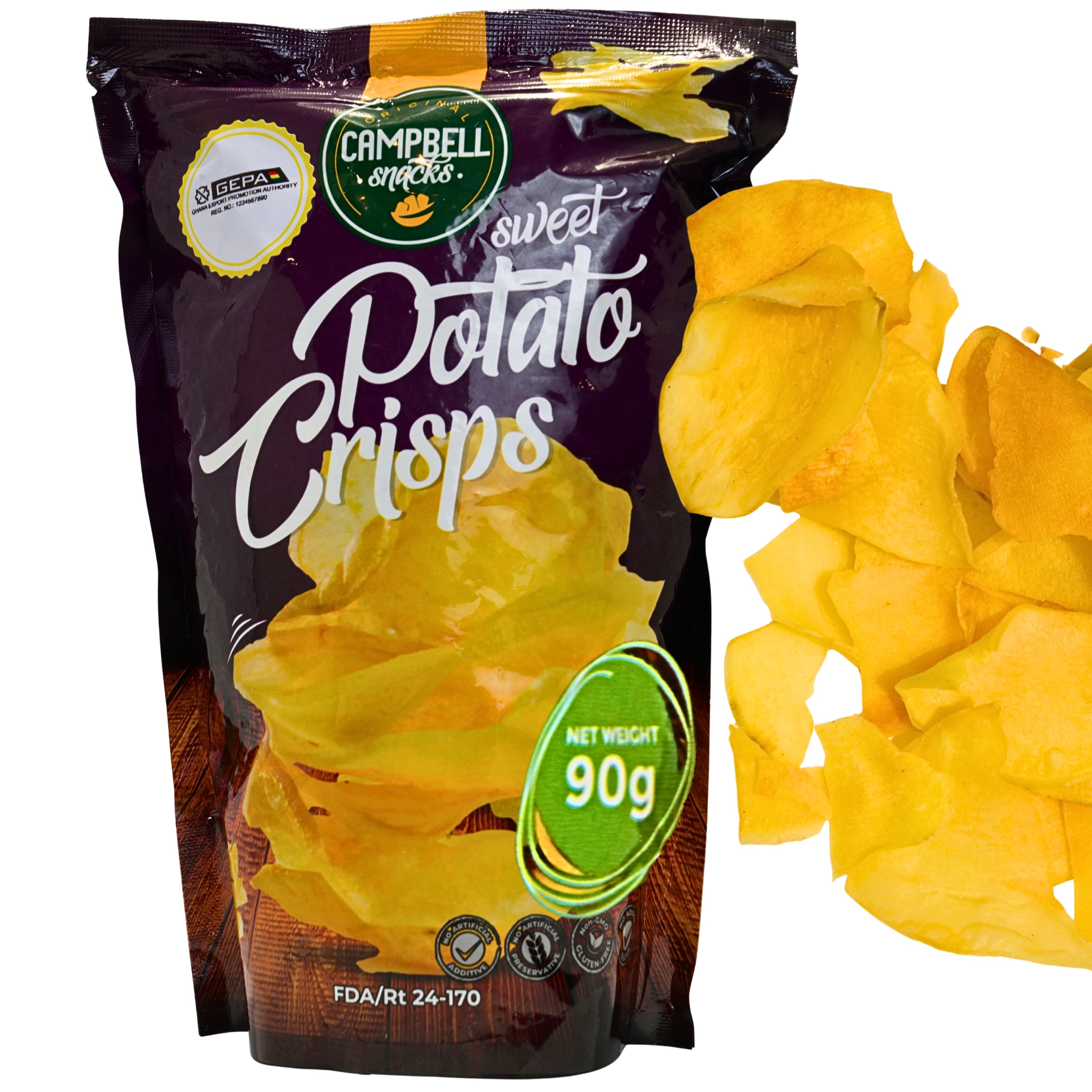 African Delights Sweet Potato Original Crisps, Pack of 3 90g bags # Flavor_Sweet Potato Original