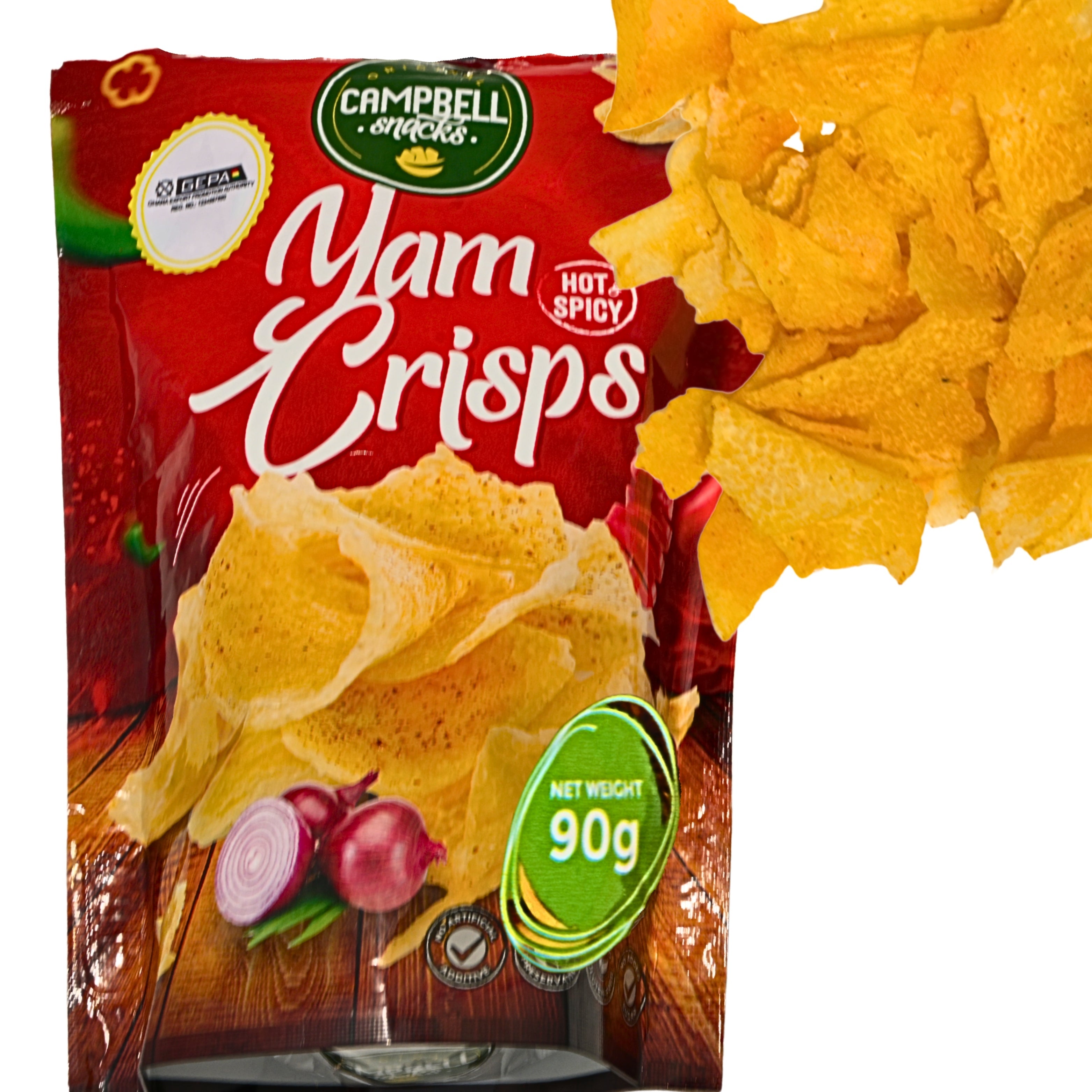 African Delights Yam Hot & Spicy Crisps, Pack of 3 90g bags # Flavor_Yam Hot & Spicy
