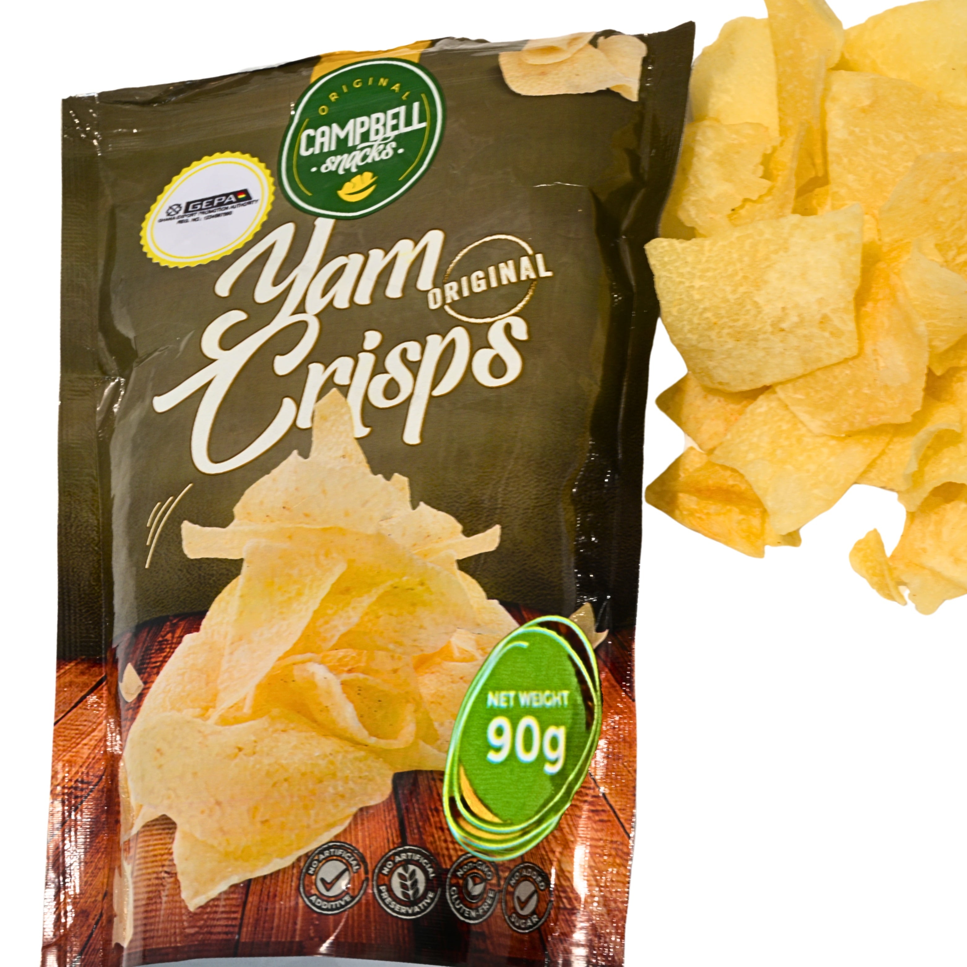 African Delights Yam Original Crisps, Pack of 3 90g bags # Flavor_Yam Original