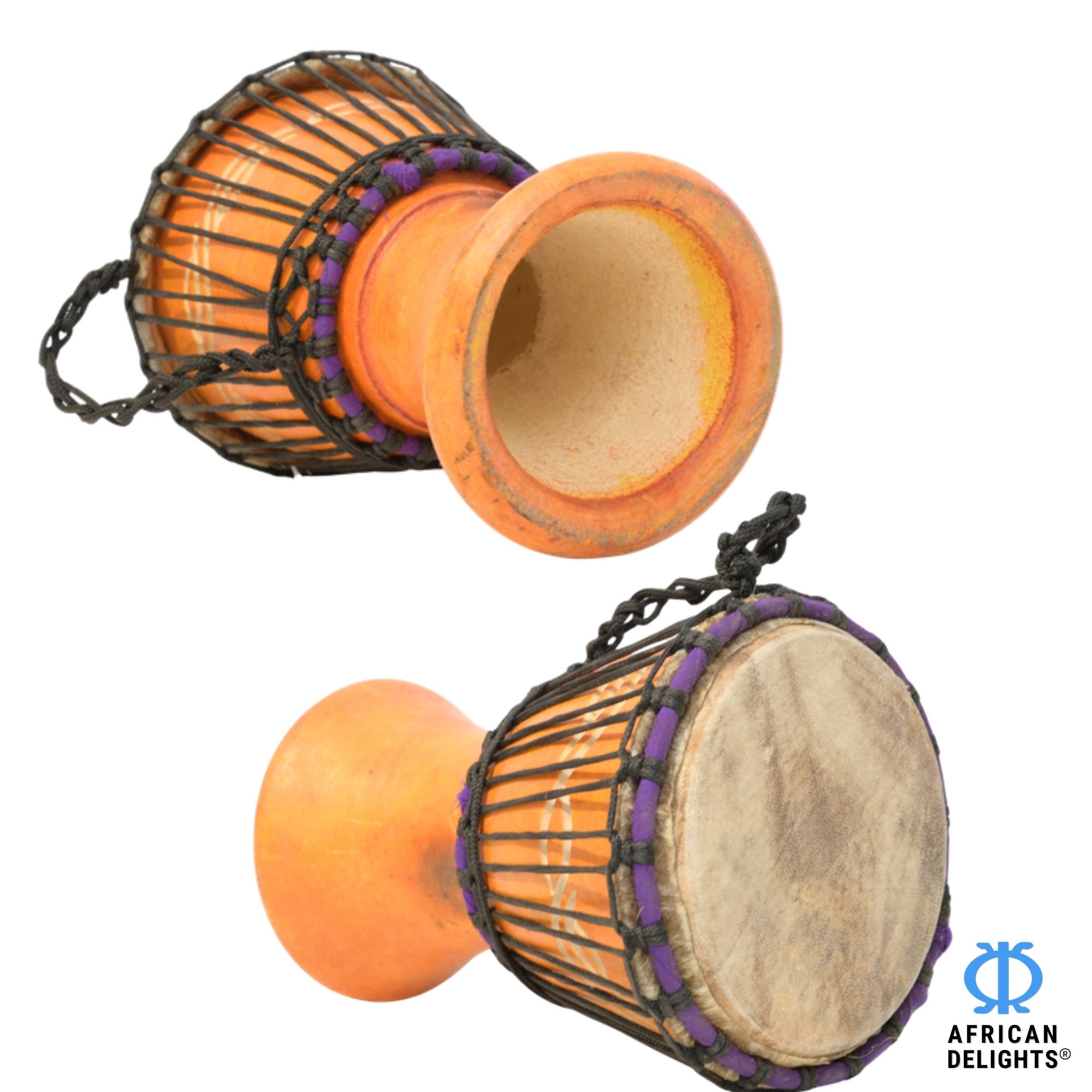 Yellow mini djembe drum side view
