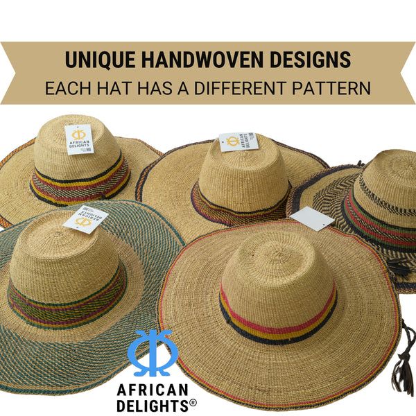 Adult Size Adjustable African Straw Sun Hat, 8 inches
