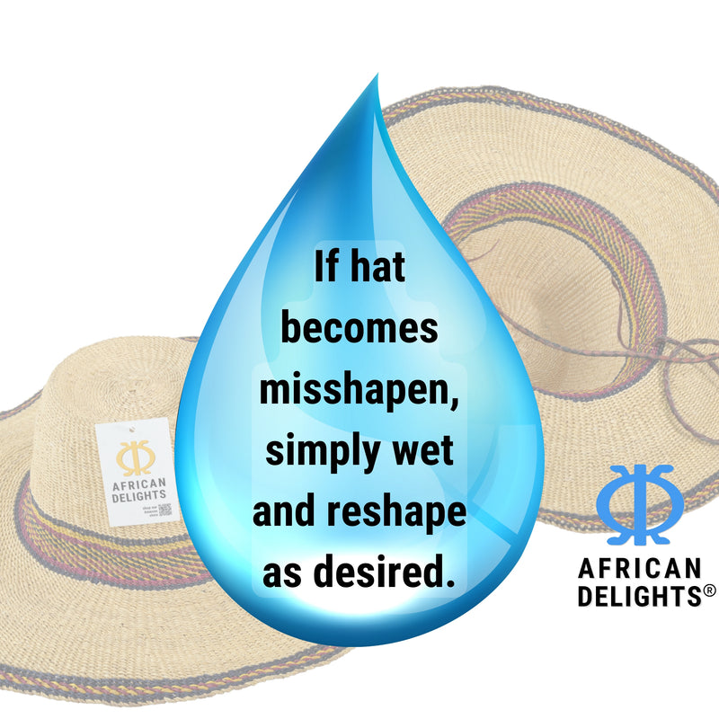 Adult Size Adjustable African Straw Sun Hat, 8 inches