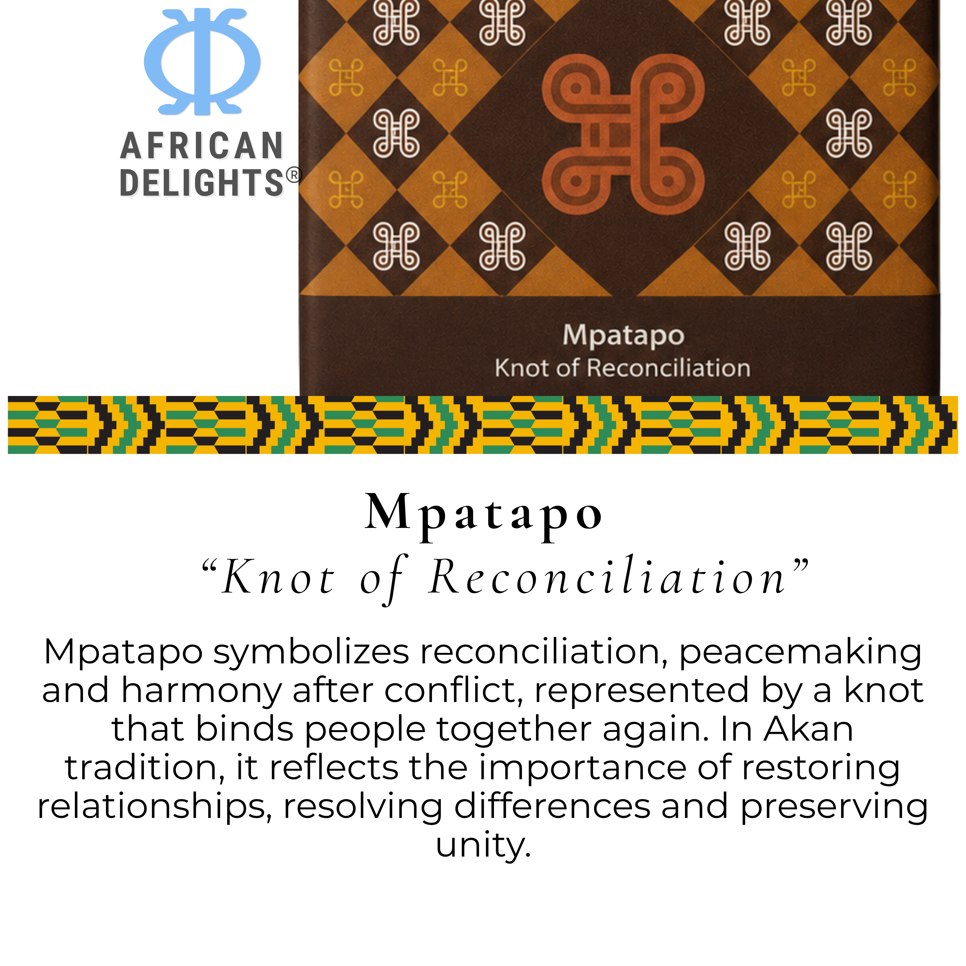Amonu Coffee Toffee (100 g bars) about the adinkra symbol # Size_100 g bars # Type_Regular # Flavor_Coffee Toffee
