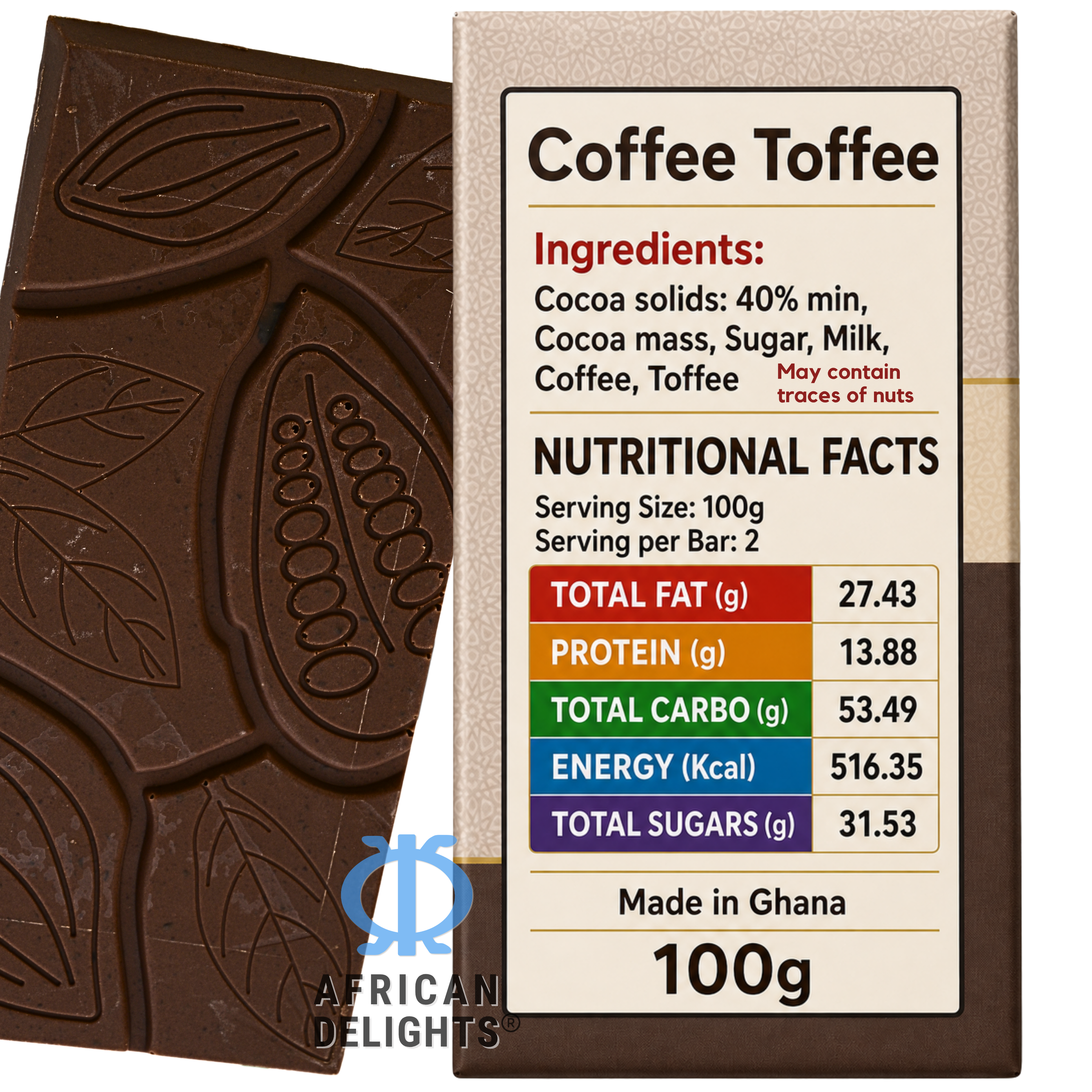 Amonu Coffee Toffee (100g) ingredients and nutrition # Style_Coffee Toffee (100g)