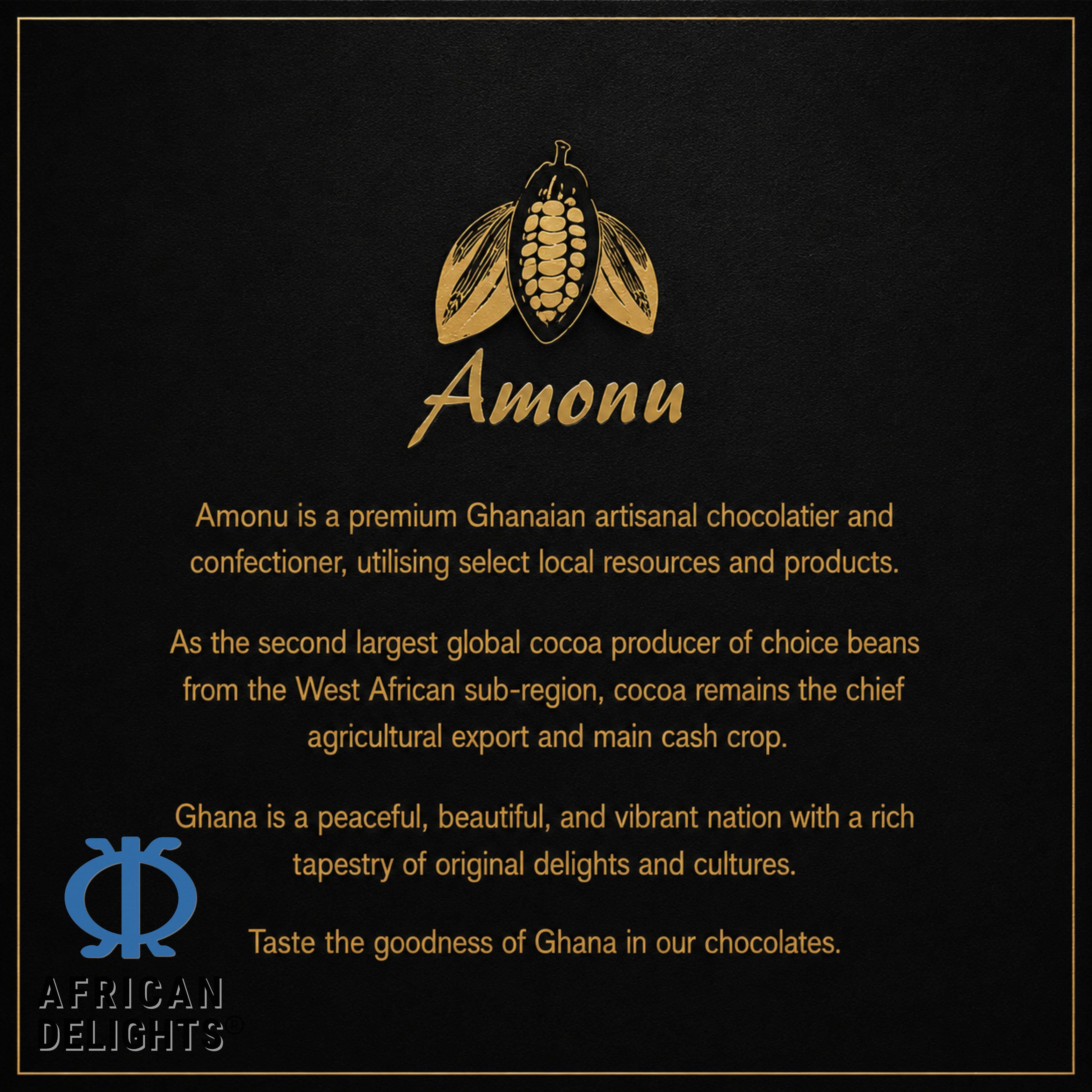 Amonu Ghanaian chocolate bars and gift boxes