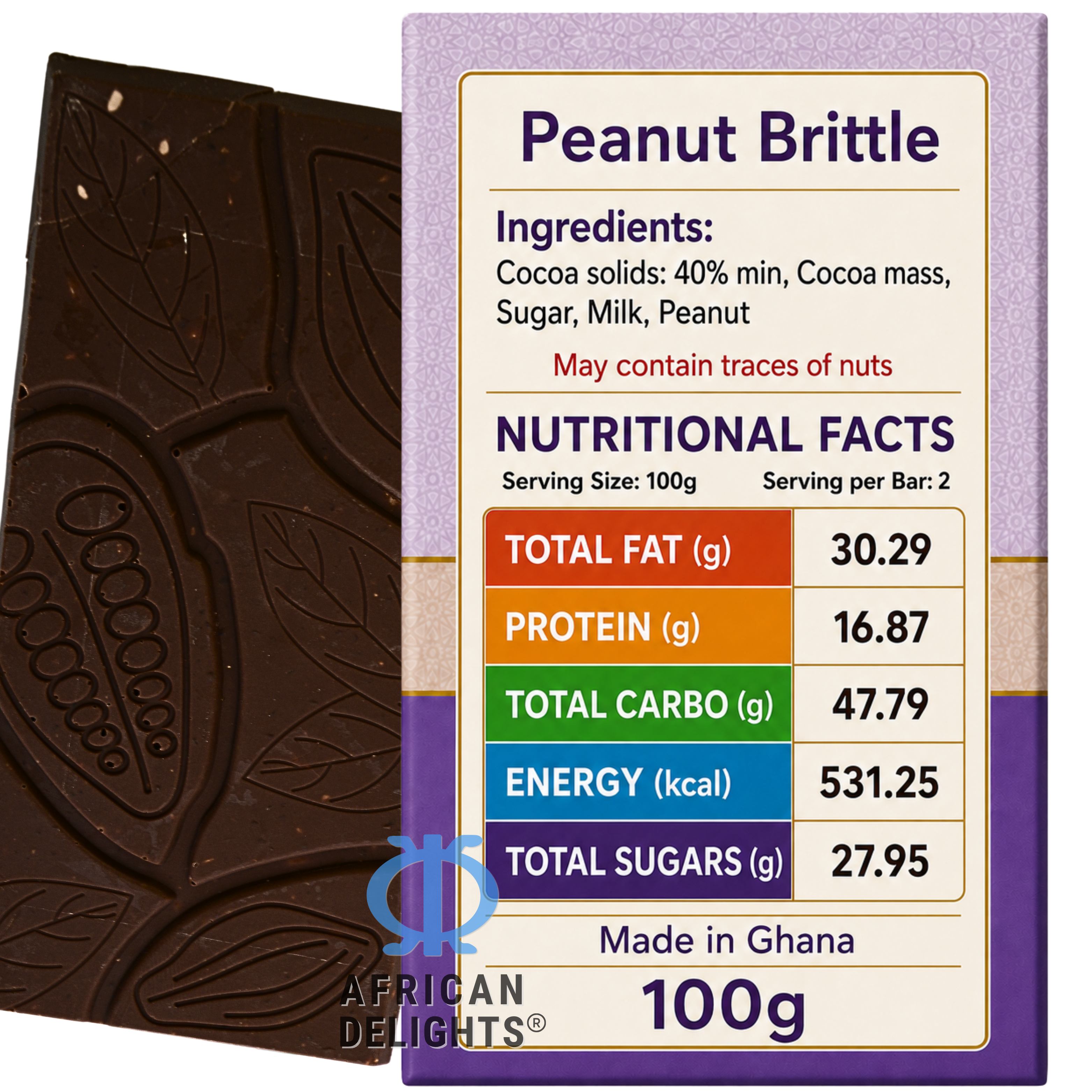 Amonu Peanut Brittle (100g) ingredients and nutrition # Style_Peanut Brittle (100g)