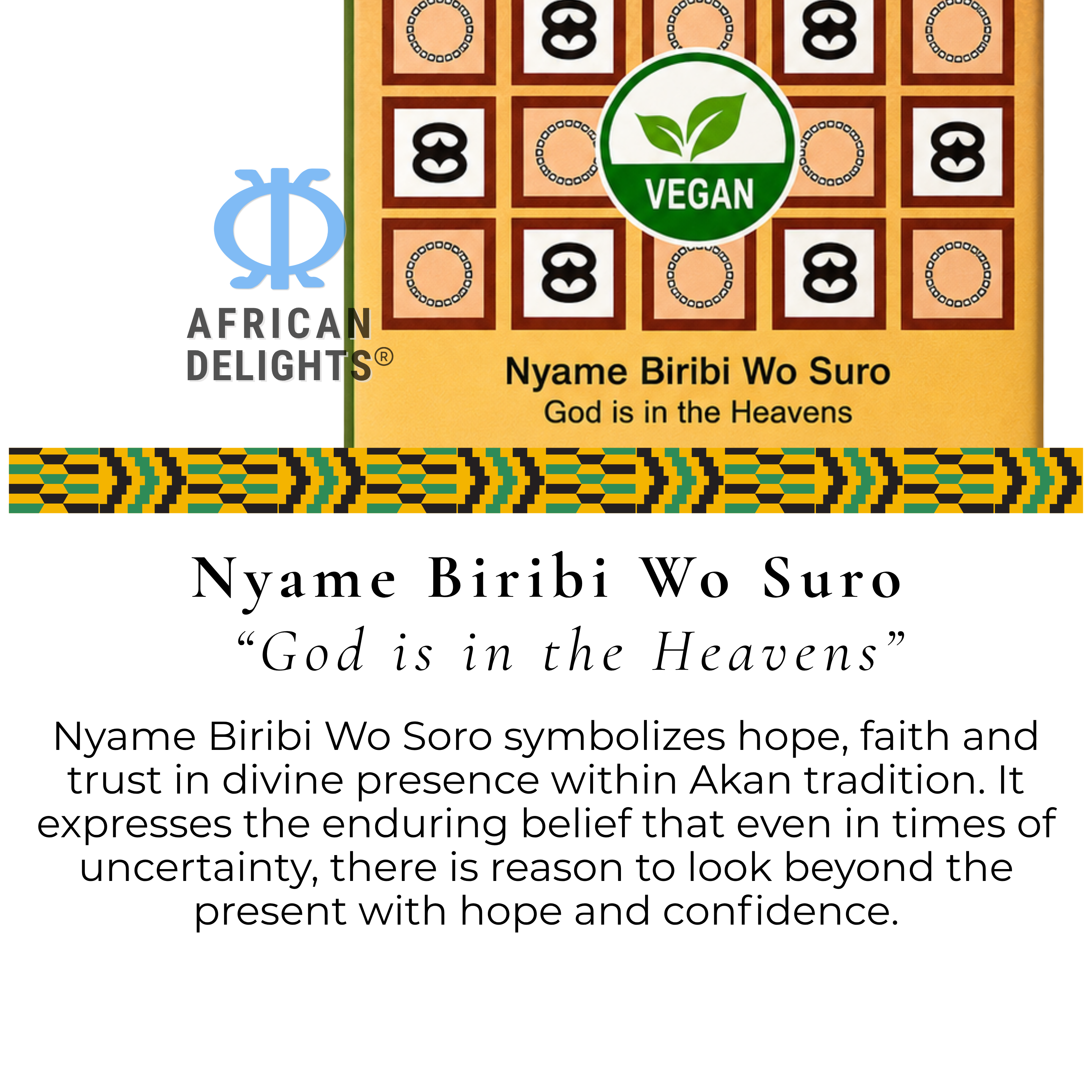 Amonu Coconut & Roasted Maize Vegan (100 g bars) about the adinkra symbol # Size_100 g bars # Type_Vegan # Flavor_Coconut & Roasted Maize Vegan