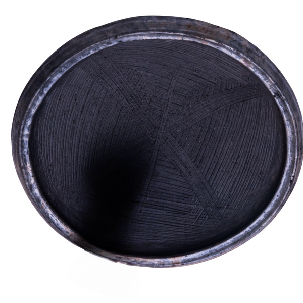 Asanka Traditional Pot with Grinder, 11 Inch, Handmade in Ghana