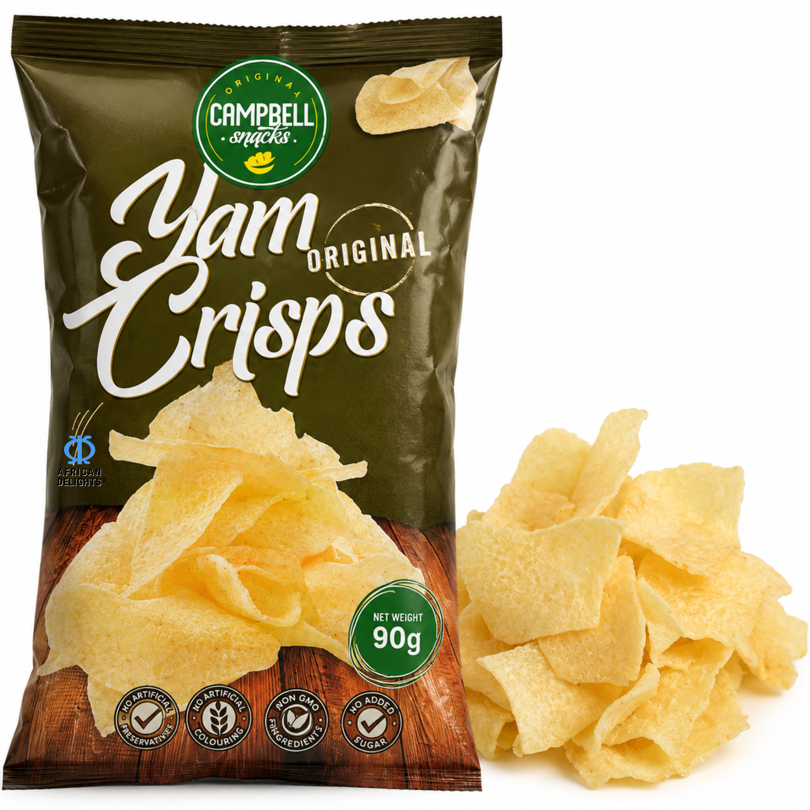 Campbell Foods Yam Original Chips, Pack of 3 90g bags # Flavor_Yam Original