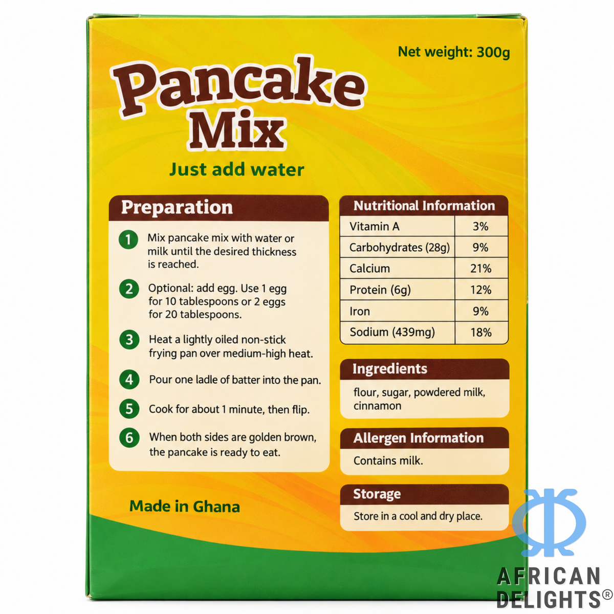 Pancake Mix ingredients label