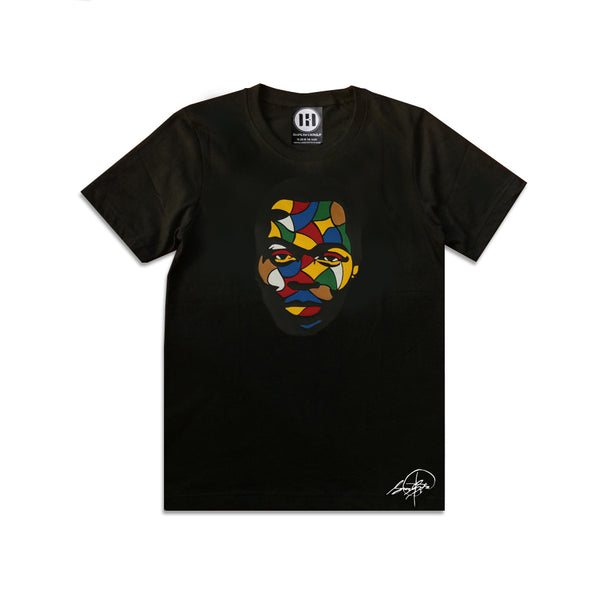 Fela Kuti Multicolored theme on black round neck t shirt