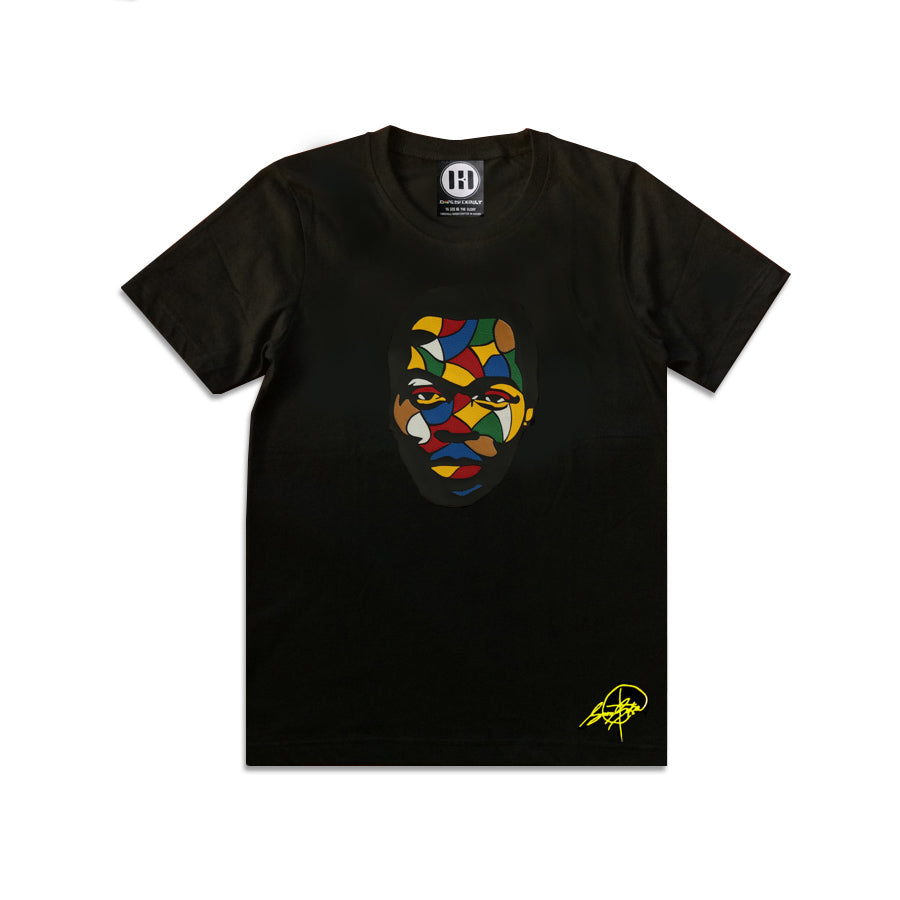 Fela Kuti Multicolored theme on black round neck t shirt