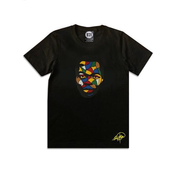 Fela Kuti Multicolored theme on black round neck t shirt