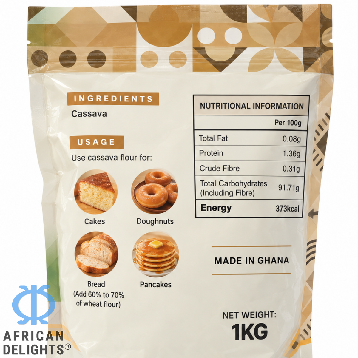 Cassava Flour ingredients label