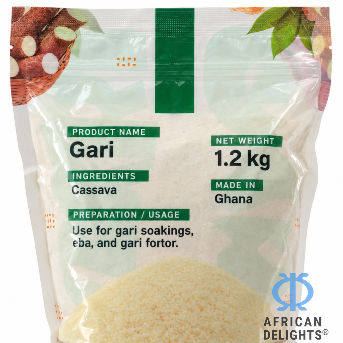 Gari (Cassava Semolina) ingredients label