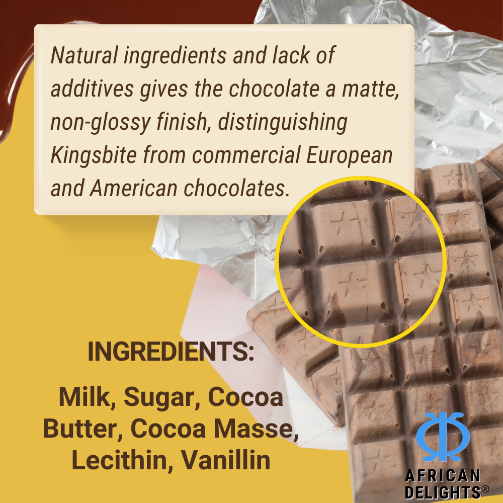 Kingsbite Milk Chocolate Bar | 100% Ghana Cocoa | Box of 10 Bars