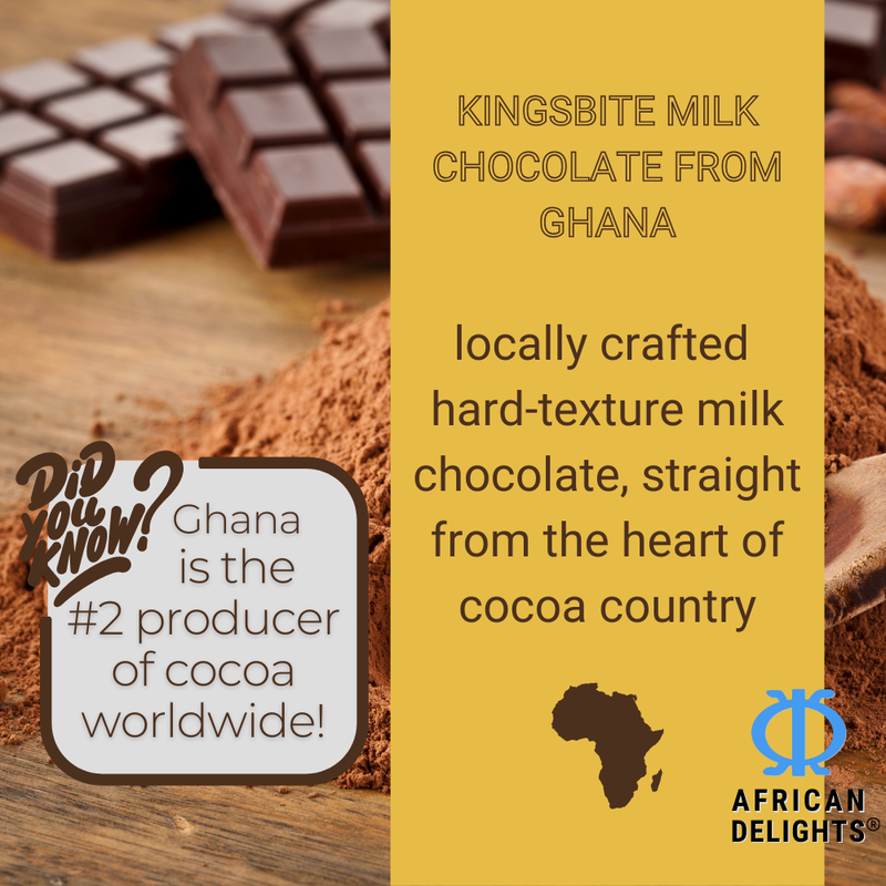 Kingsbite Milk Chocolate Bar | 100% Ghana Cocoa | Box of 10 Bars