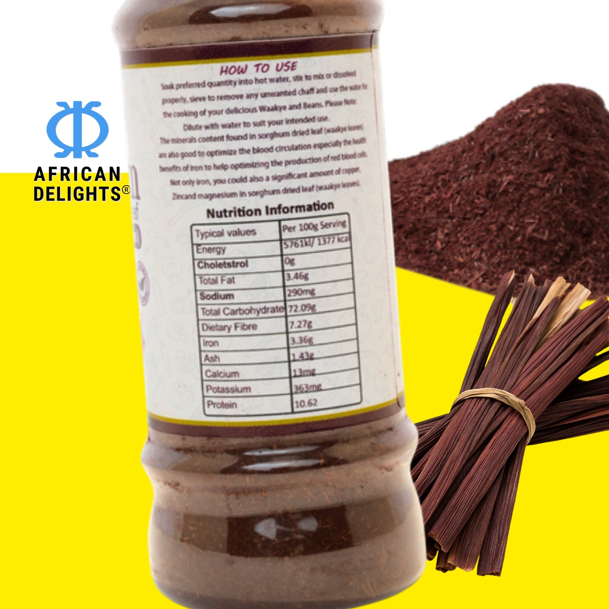 African Delights waakye leaves powder cooking and ingredient image