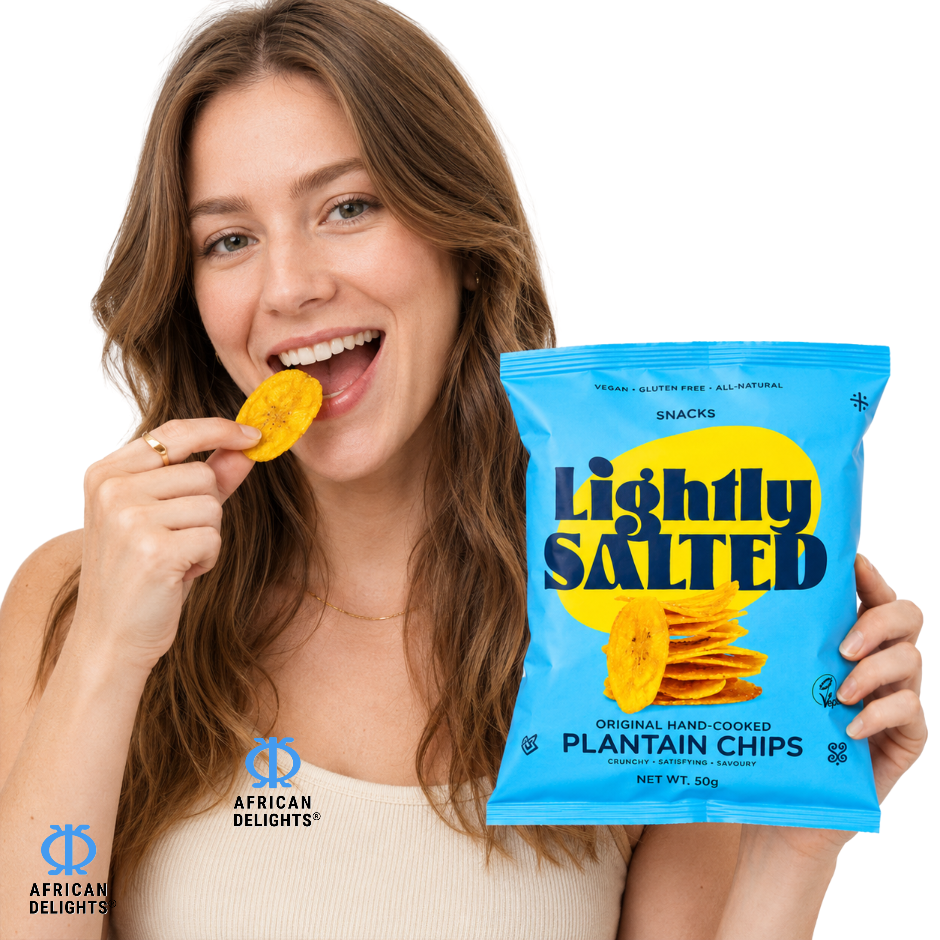 Sankofa Snacks Lightly Salted Plantain Chips lifestyle photo # Flavor_Lightly Salted