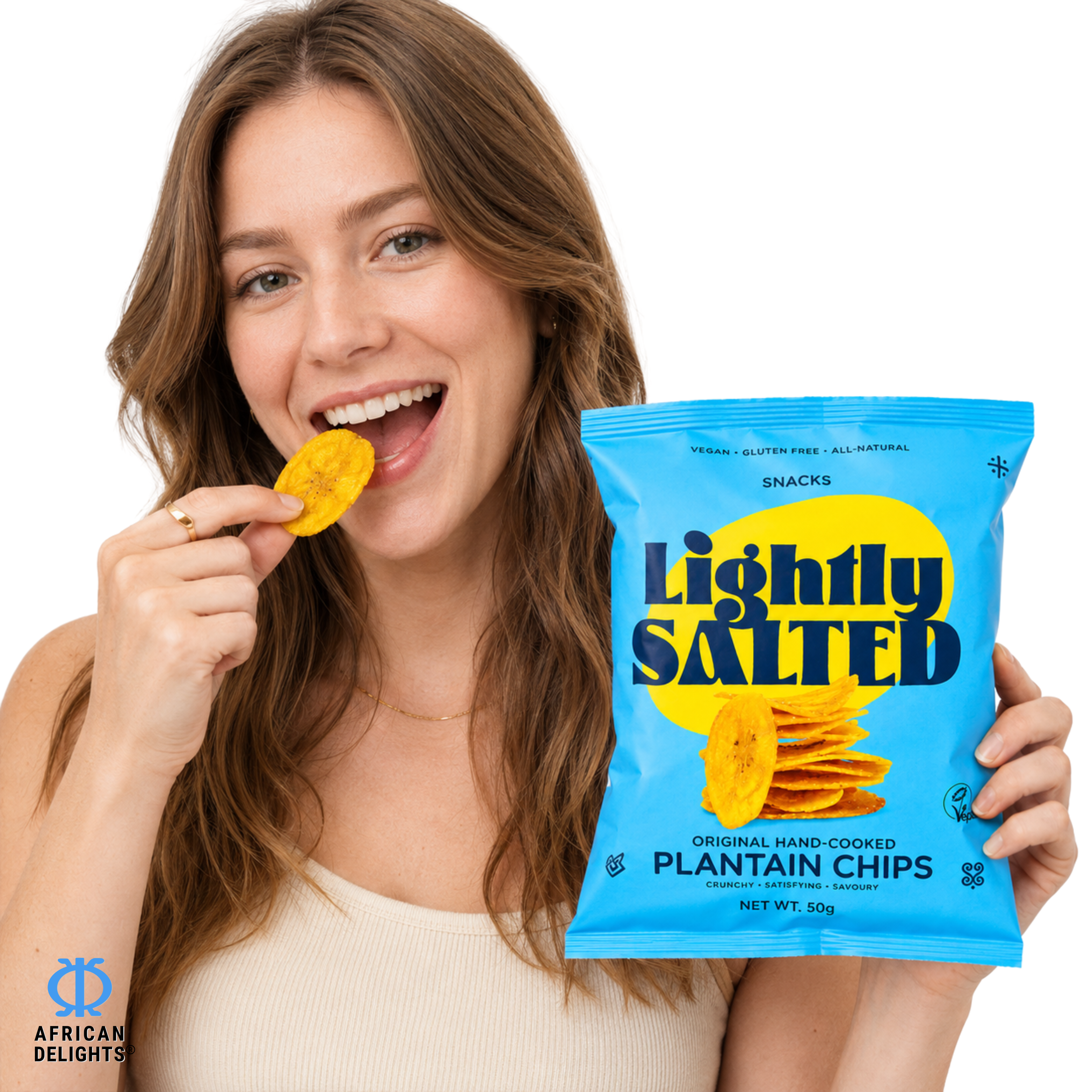 Sankofa Snacks Lightly Salted Plantain Chips lifestyle photo # Flavor_Lightly Salted