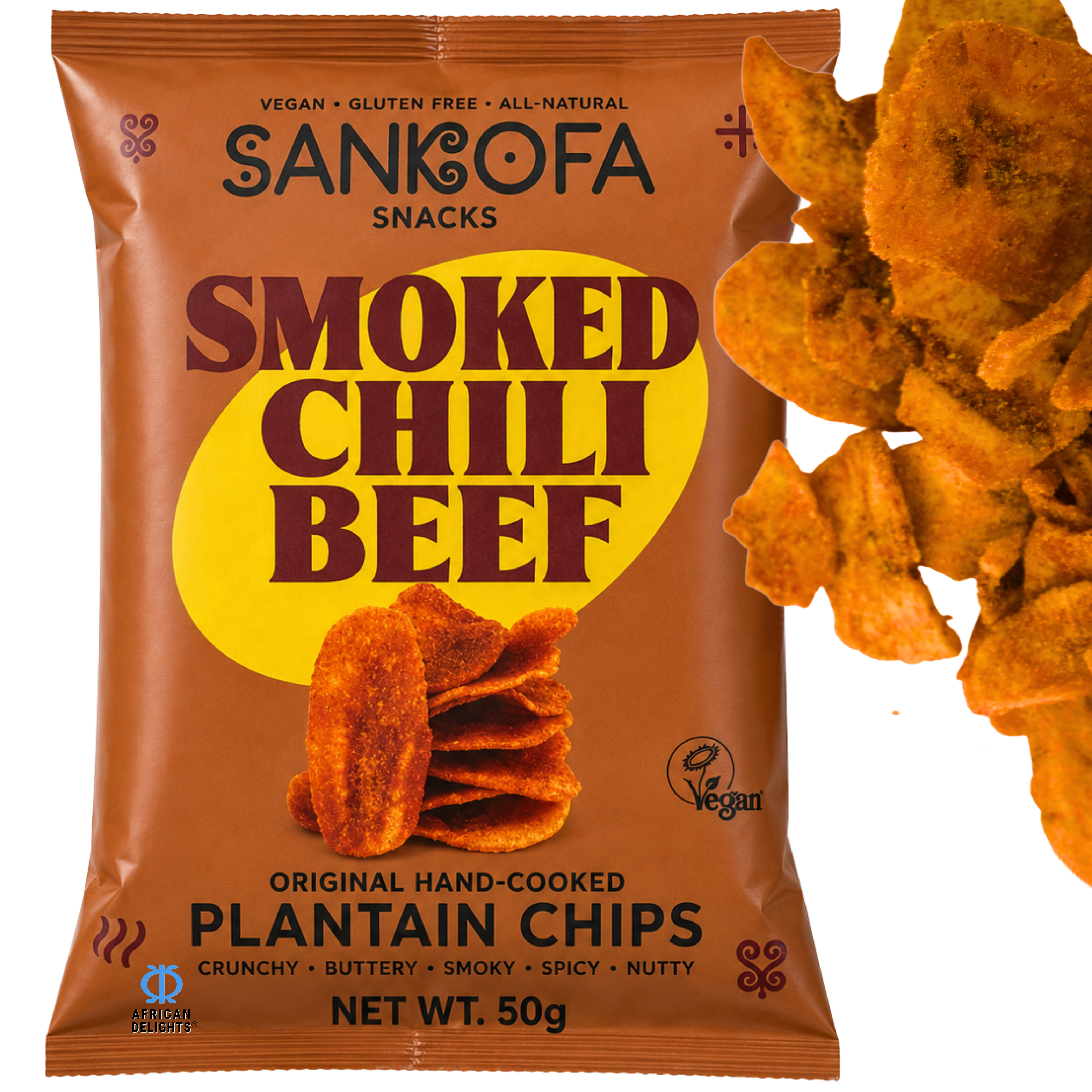 Sankofa Snacks Smoked Chili Beef Plantain Chips, Pack of 3 # Flavor_Smoked Chili Beef