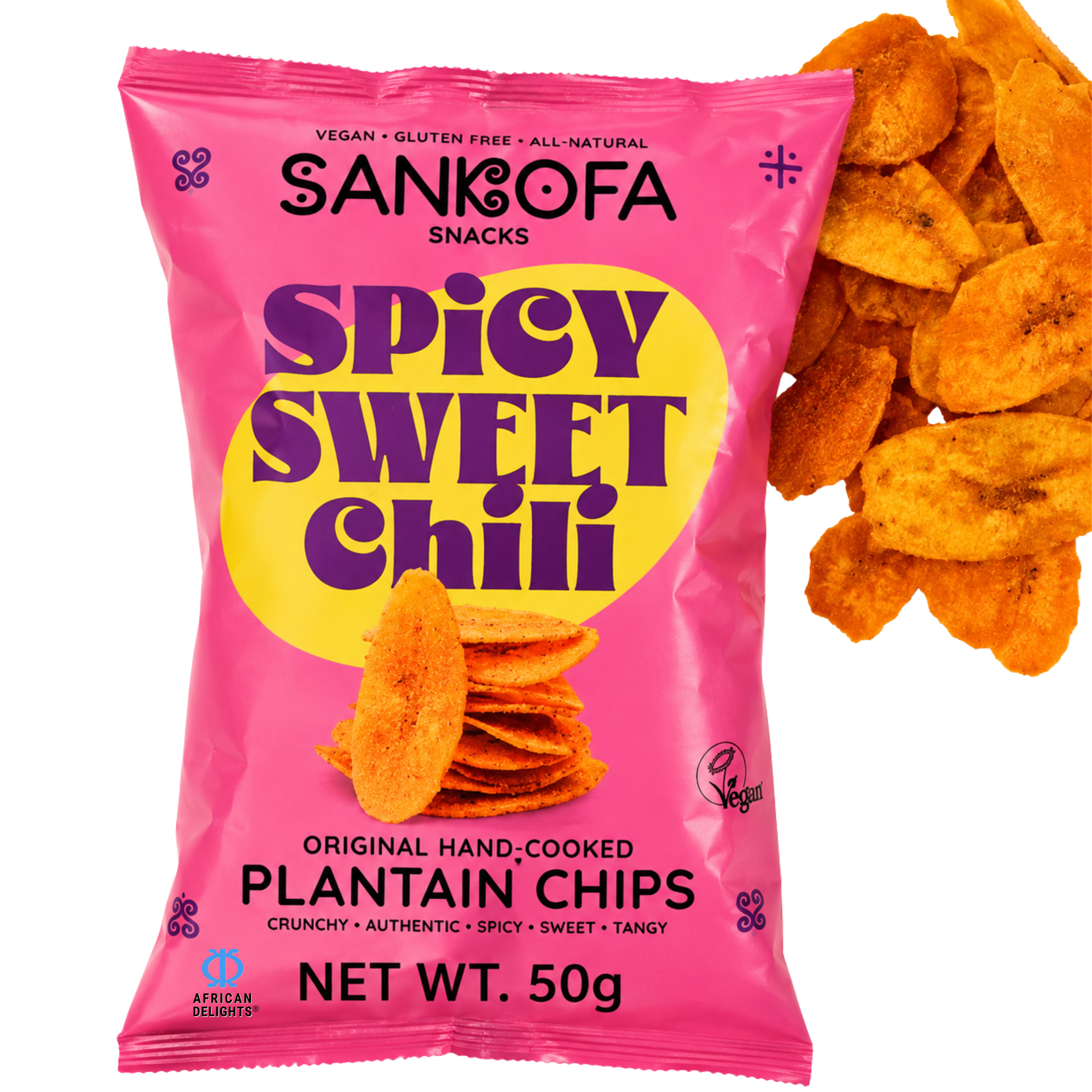 Sankofa Snacks Spicy Sweet Chili Plantain Chips, Pack of 3 # Flavor_Spicy Sweet Chili