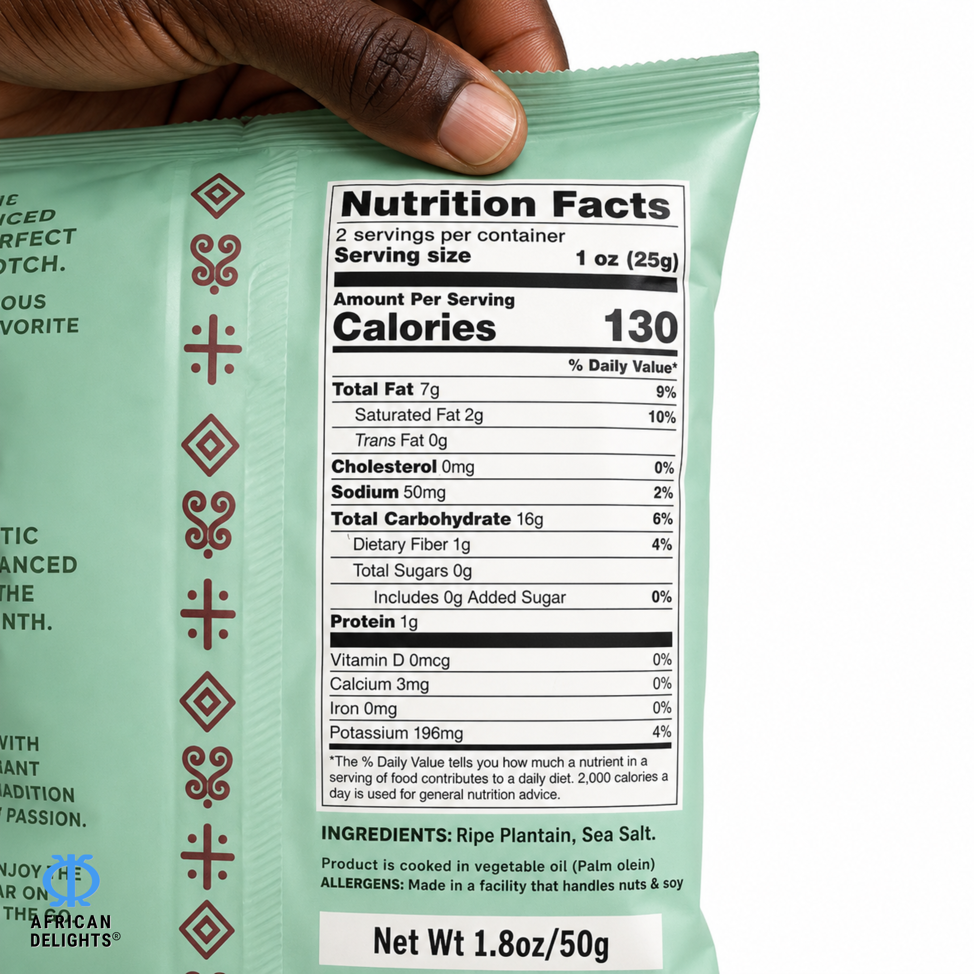 Sankofa Snacks Sweet Lightly Salted Plantain Chips ingredients and nutrition facts # Flavor_Sweet Lightly Salted